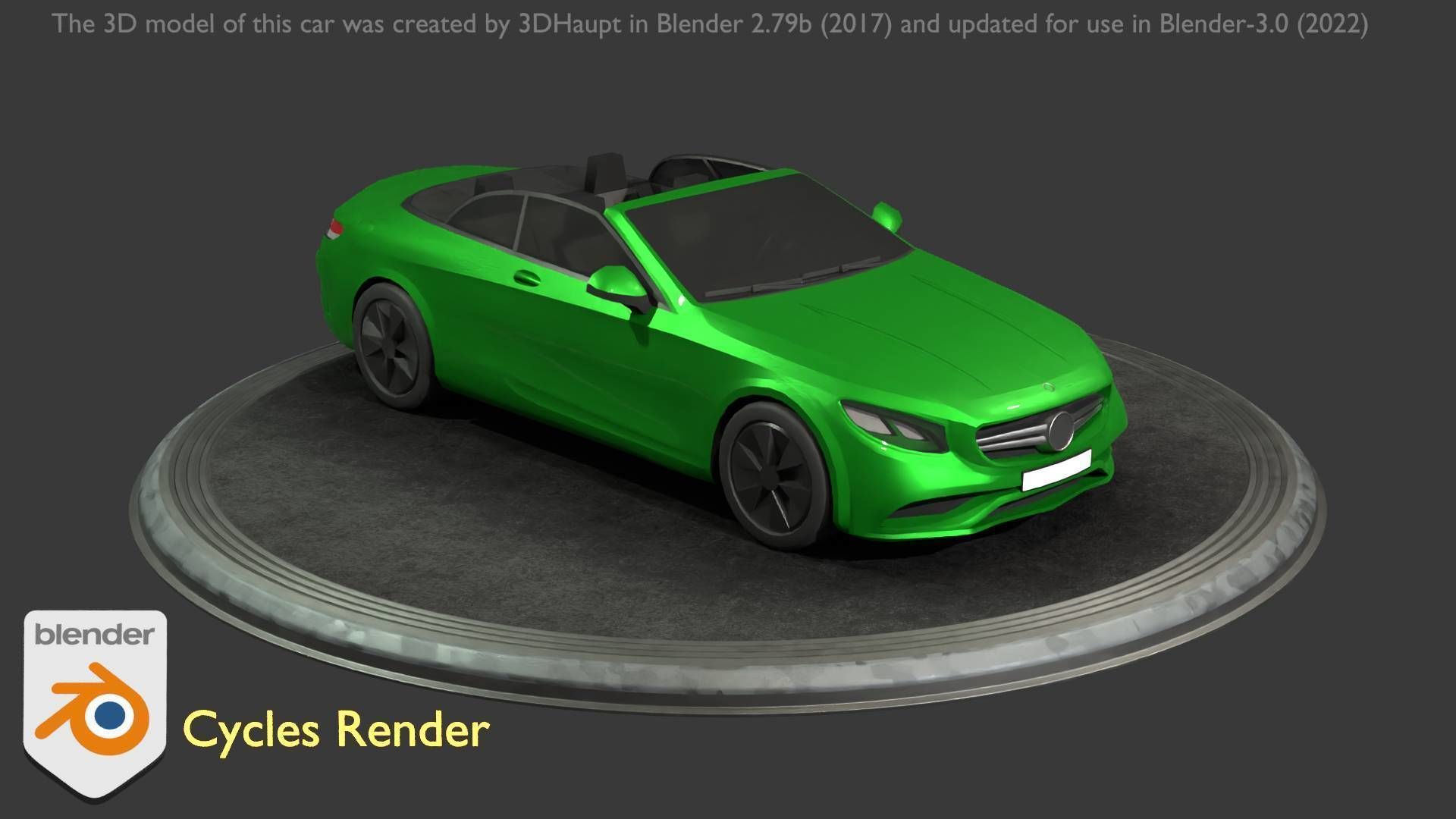 City Car 47 Top-Class Cabrio Open Type-A Green Low-poly 3D model_49