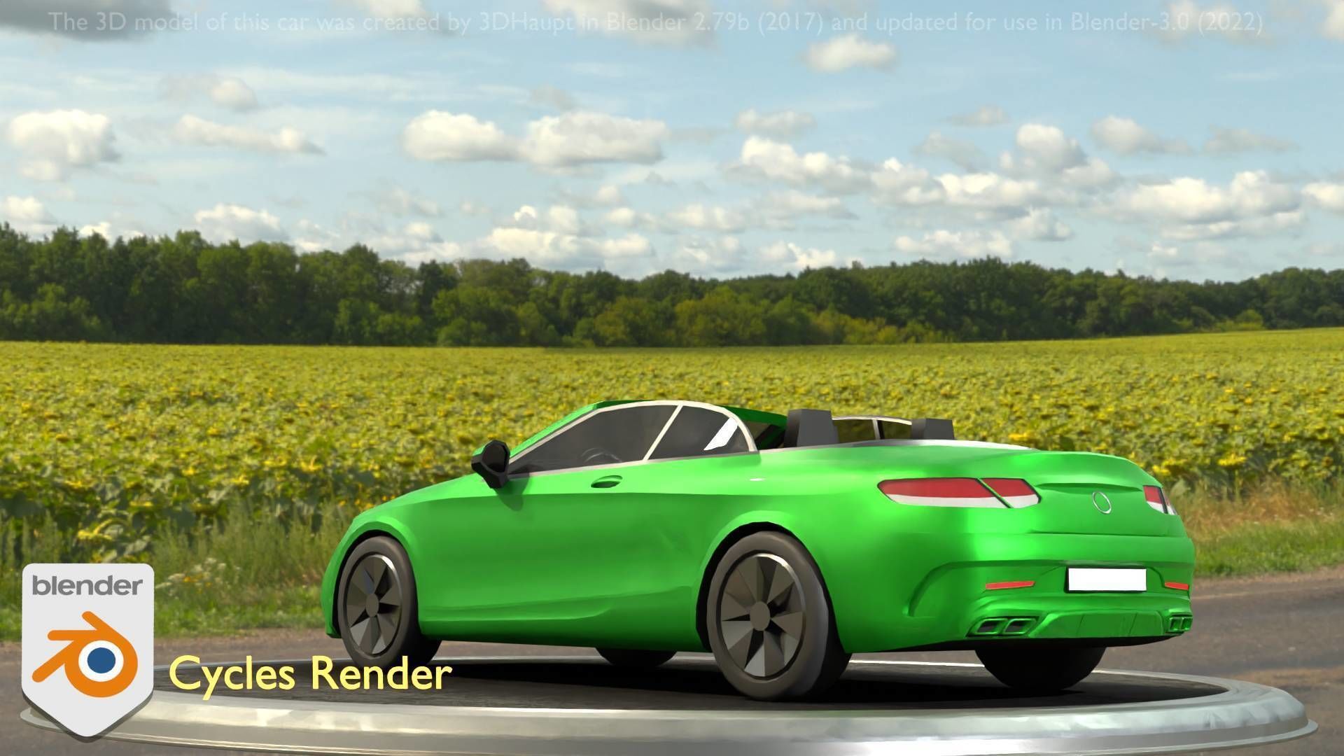 City Car 47 Top-Class Cabrio Open Type-A Green Low-poly 3D model_37