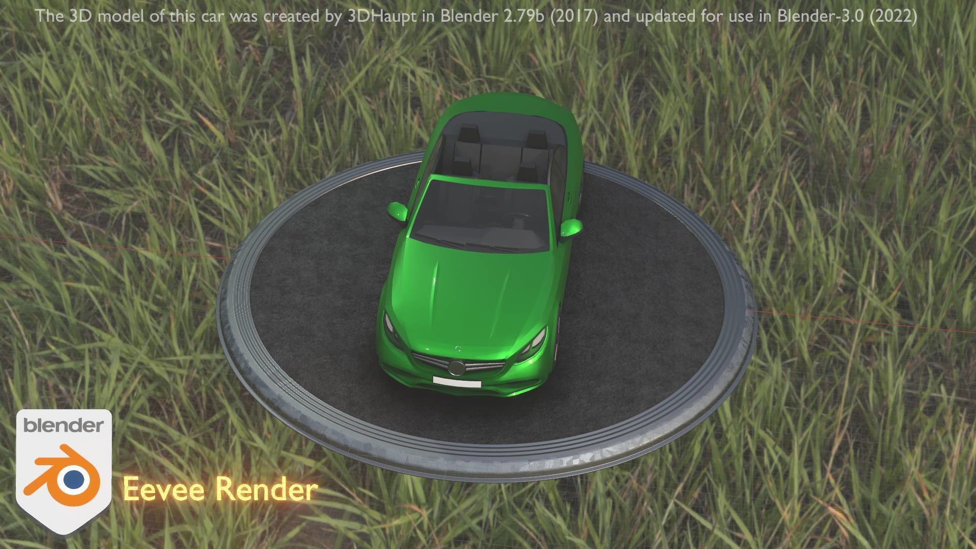 City Car 47 Top-Class Cabrio Open Type-A Green Low-poly 3D model_89