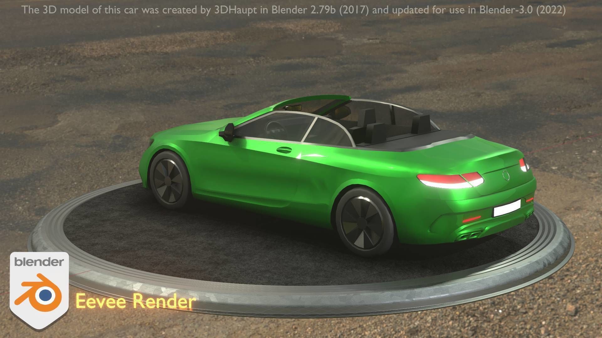 City Car 47 Top-Class Cabrio Open Type-A Green Low-poly 3D model_76