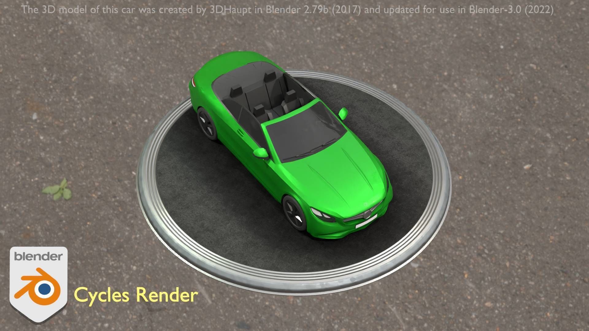 City Car 47 Top-Class Cabrio Open Type-A Green Low-poly 3D model_24