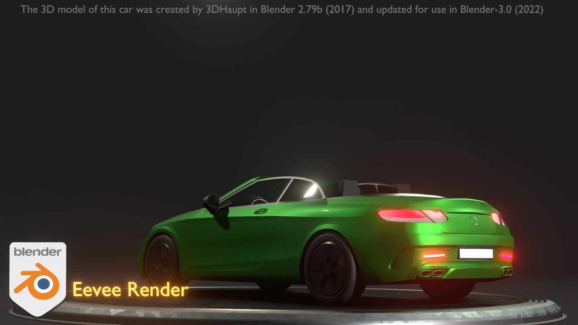 City Car 47 Top-Class Cabrio Open Type-A Green Low-poly 3D model_92