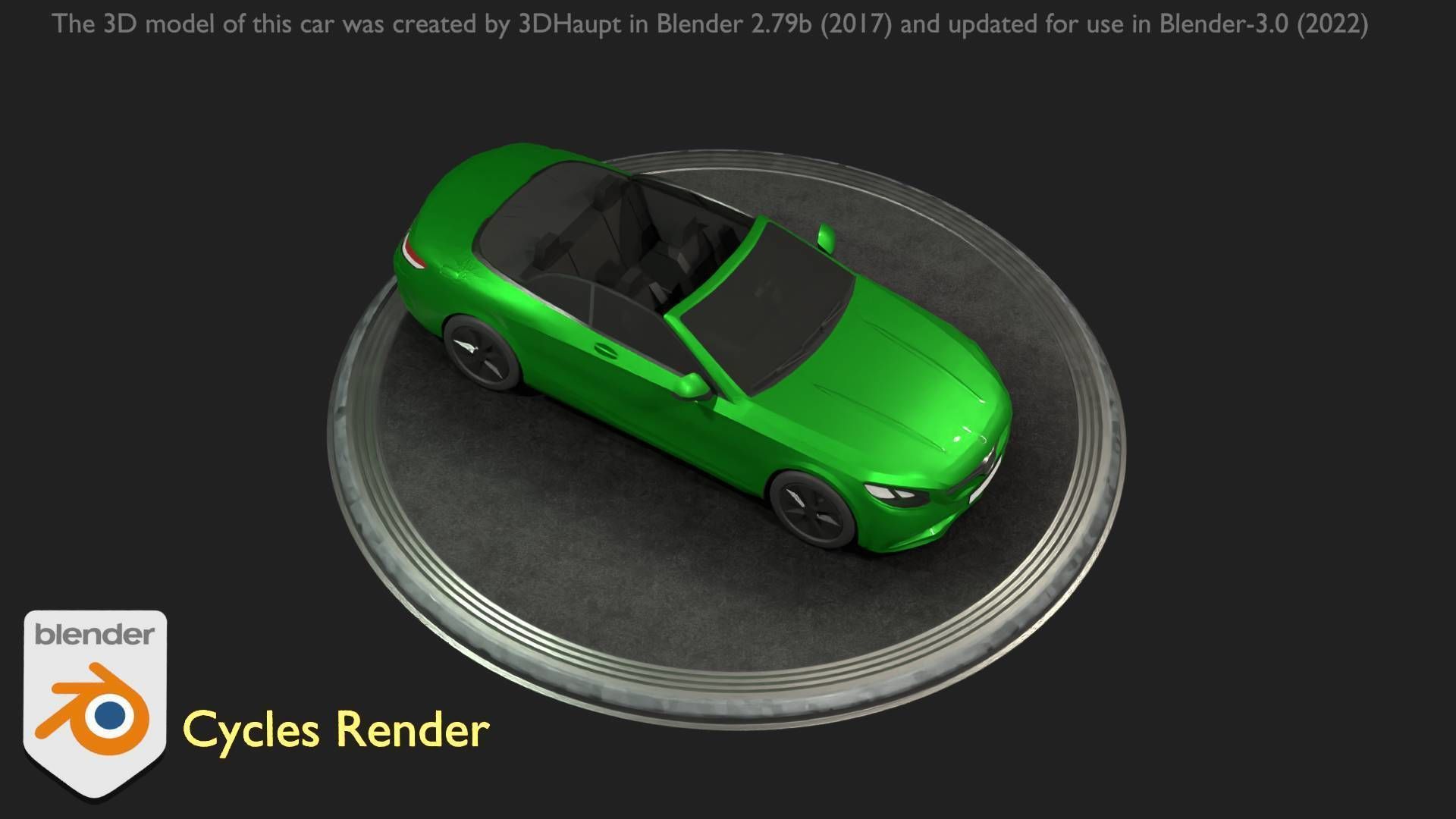 City Car 47 Top-Class Cabrio Open Type-A Green Low-poly 3D model_77