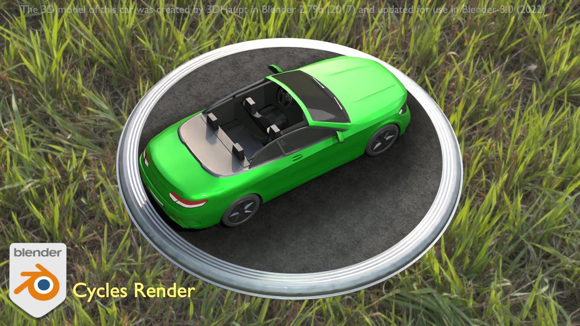 City Car 47 Top-Class Cabrio Open Type-A Green Low-poly 3D model_46