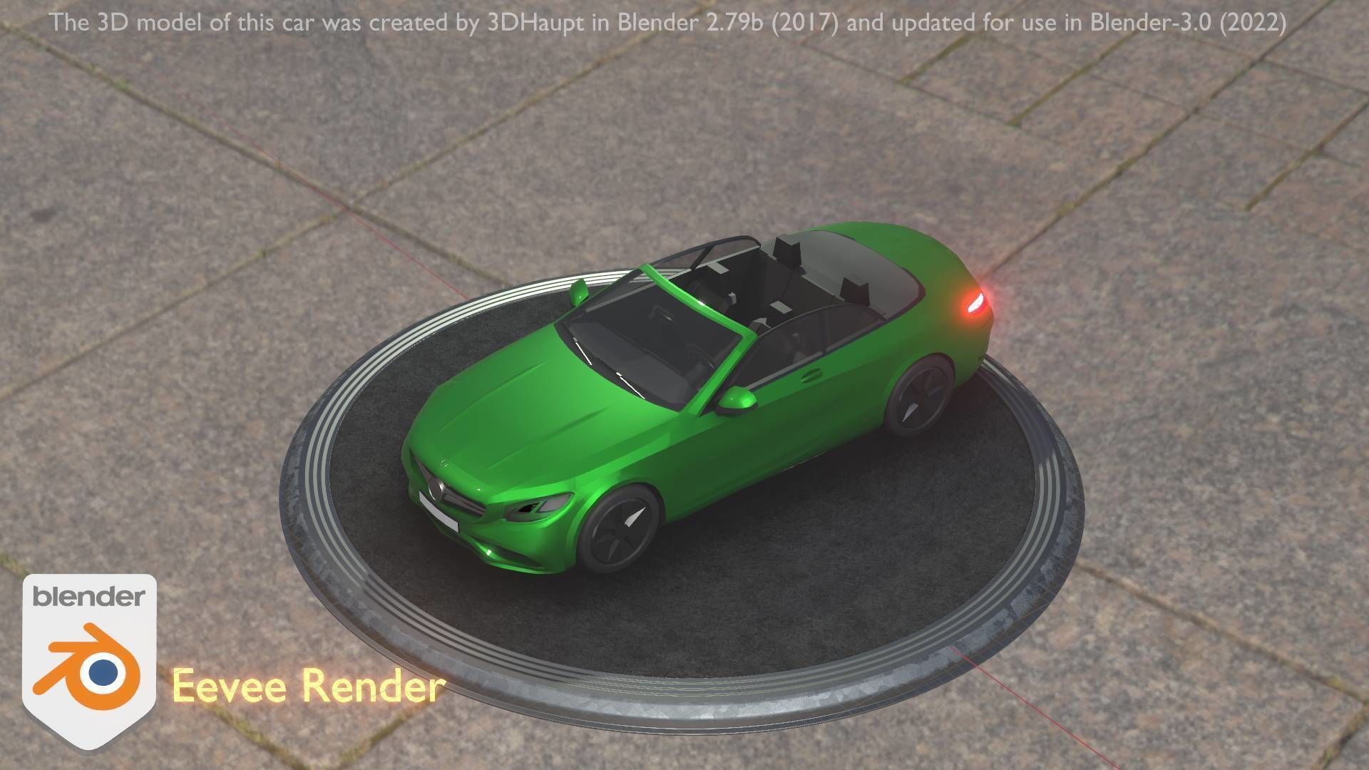 City Car 47 Top-Class Cabrio Open Type-A Green Low-poly 3D model_87