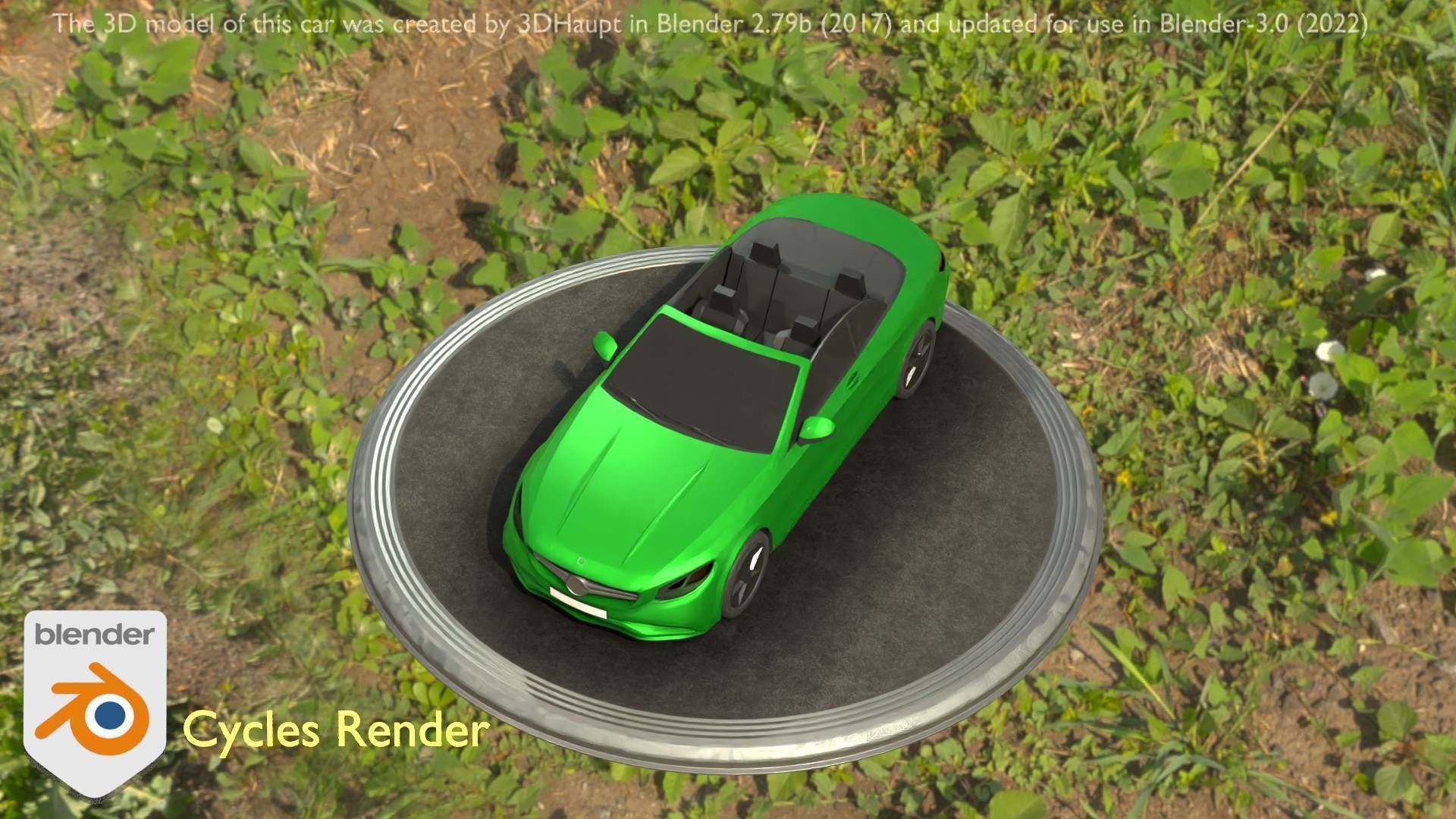 City Car 47 Top-Class Cabrio Open Type-A Green Low-poly 3D model_86