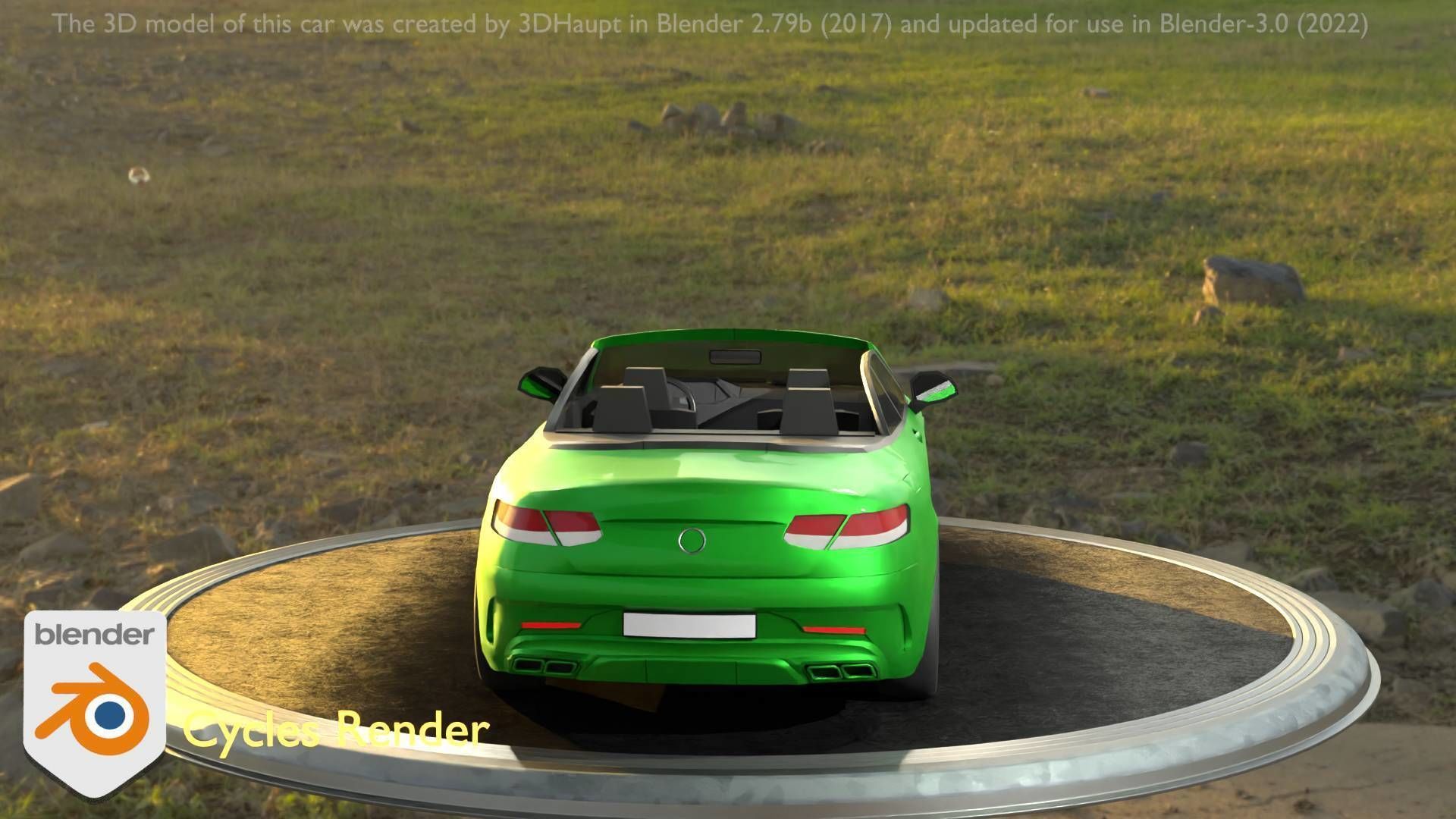 City Car 47 Top-Class Cabrio Open Type-A Green Low-poly 3D model_39