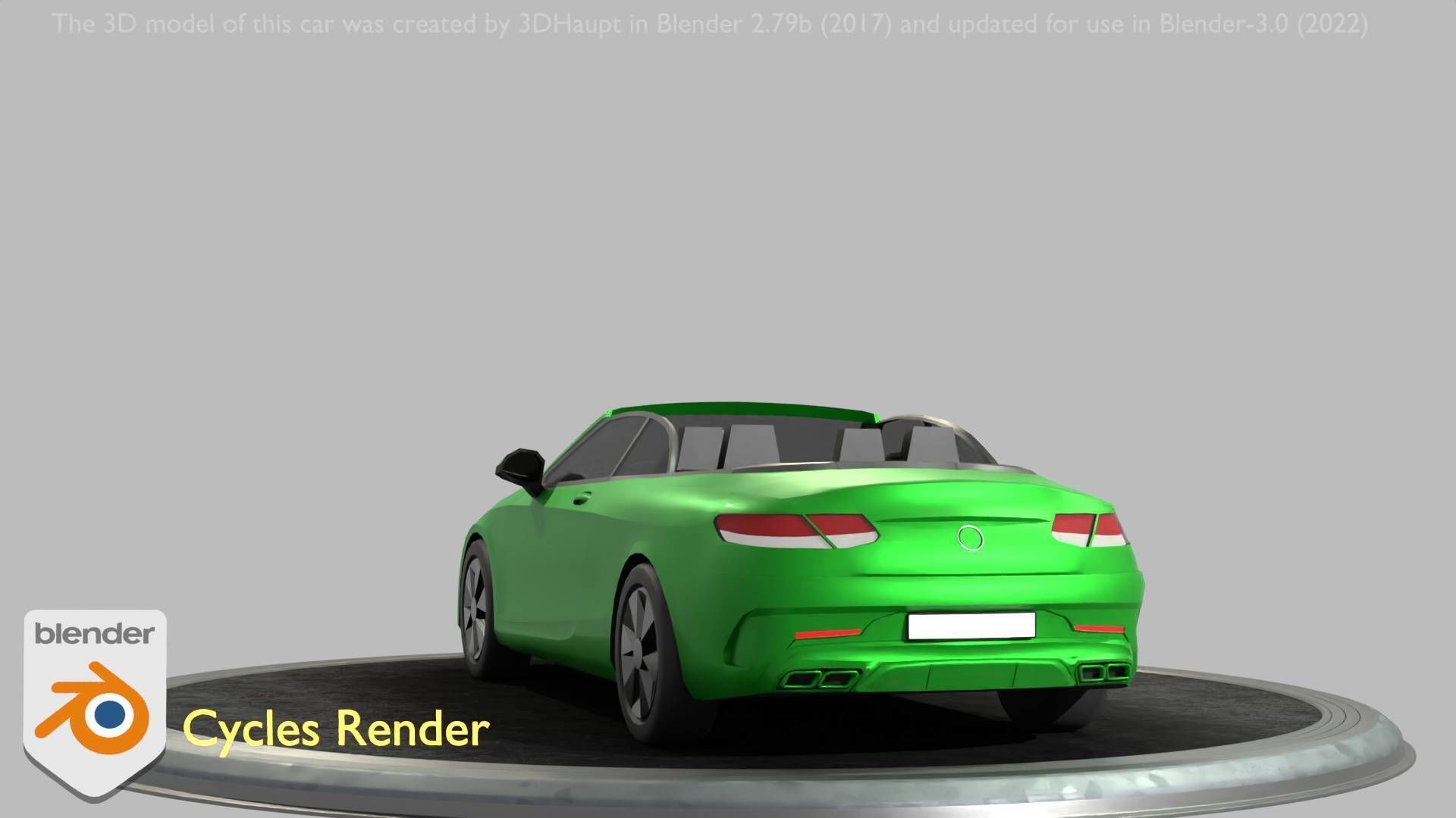 City Car 47 Top-Class Cabrio Open Type-A Green Low-poly 3D model_93