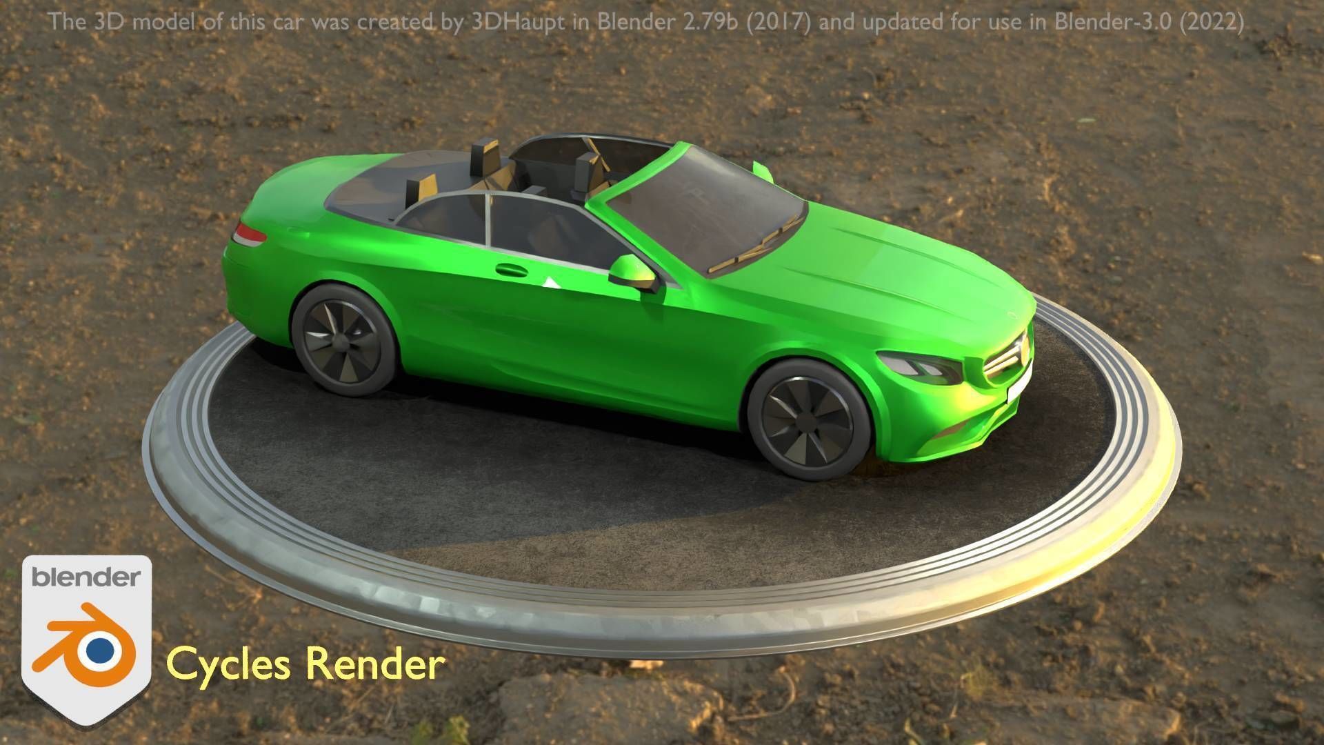 City Car 47 Top-Class Cabrio Open Type-A Green Low-poly 3D model_15