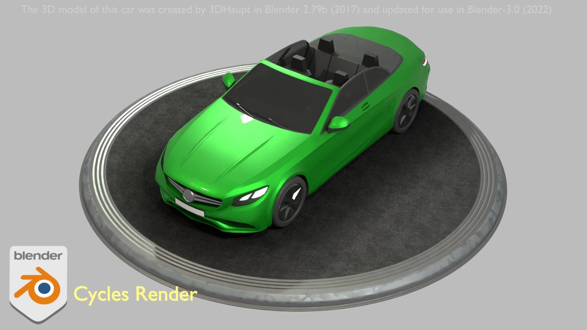 City Car 47 Top-Class Cabrio Open Type-A Green Low-poly 3D model_69