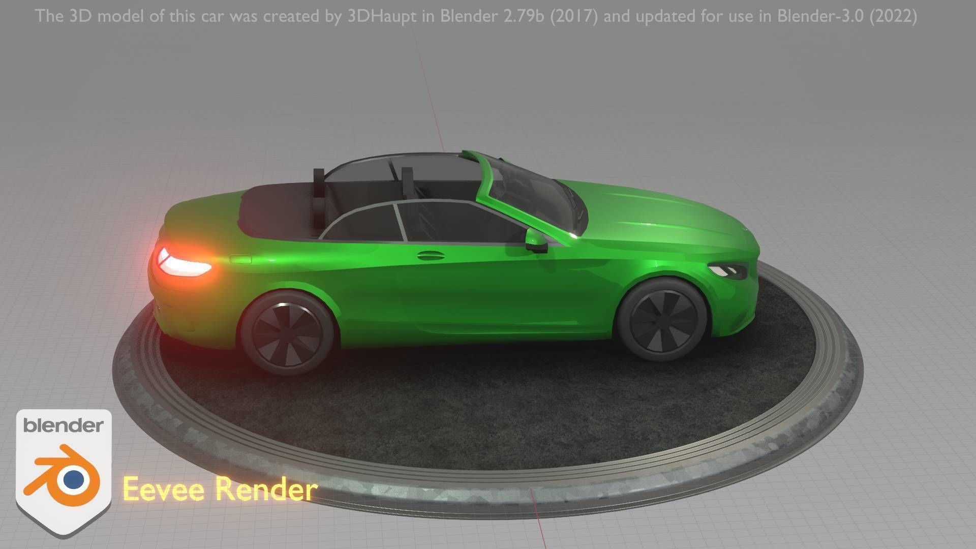 City Car 47 Top-Class Cabrio Open Type-A Green Low-poly 3D model_6