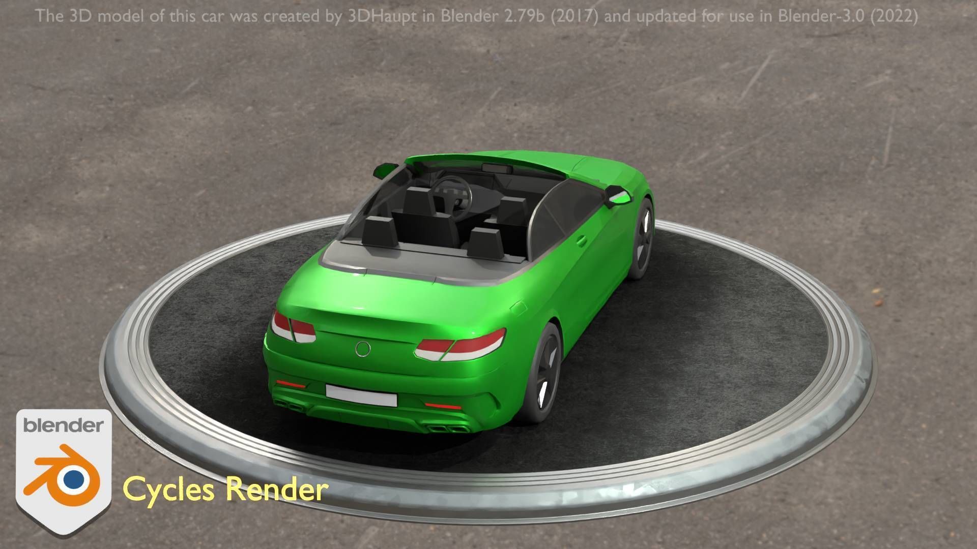 City Car 47 Top-Class Cabrio Open Type-A Green Low-poly 3D model_83