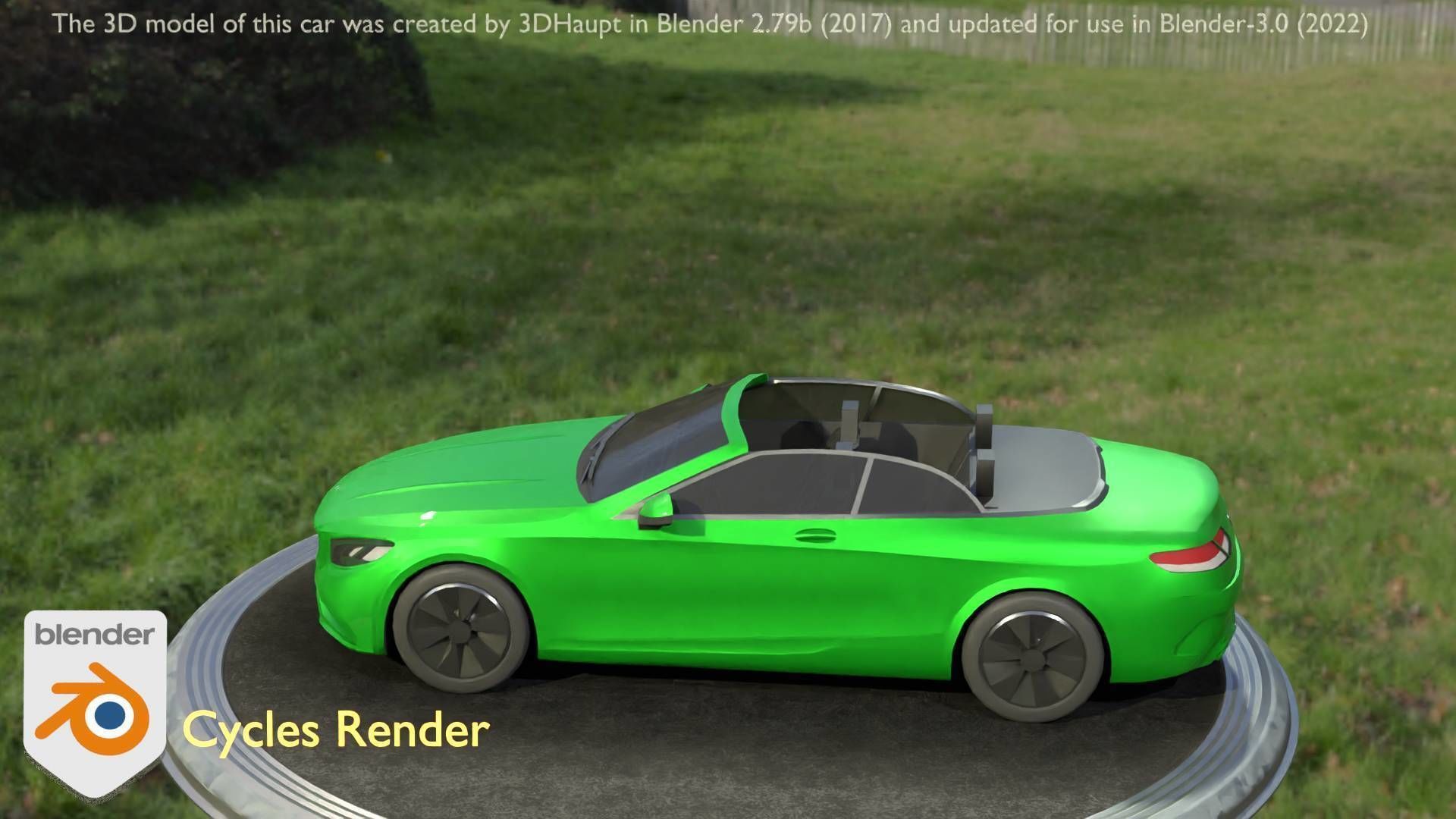 City Car 47 Top-Class Cabrio Open Type-A Green Low-poly 3D model_48