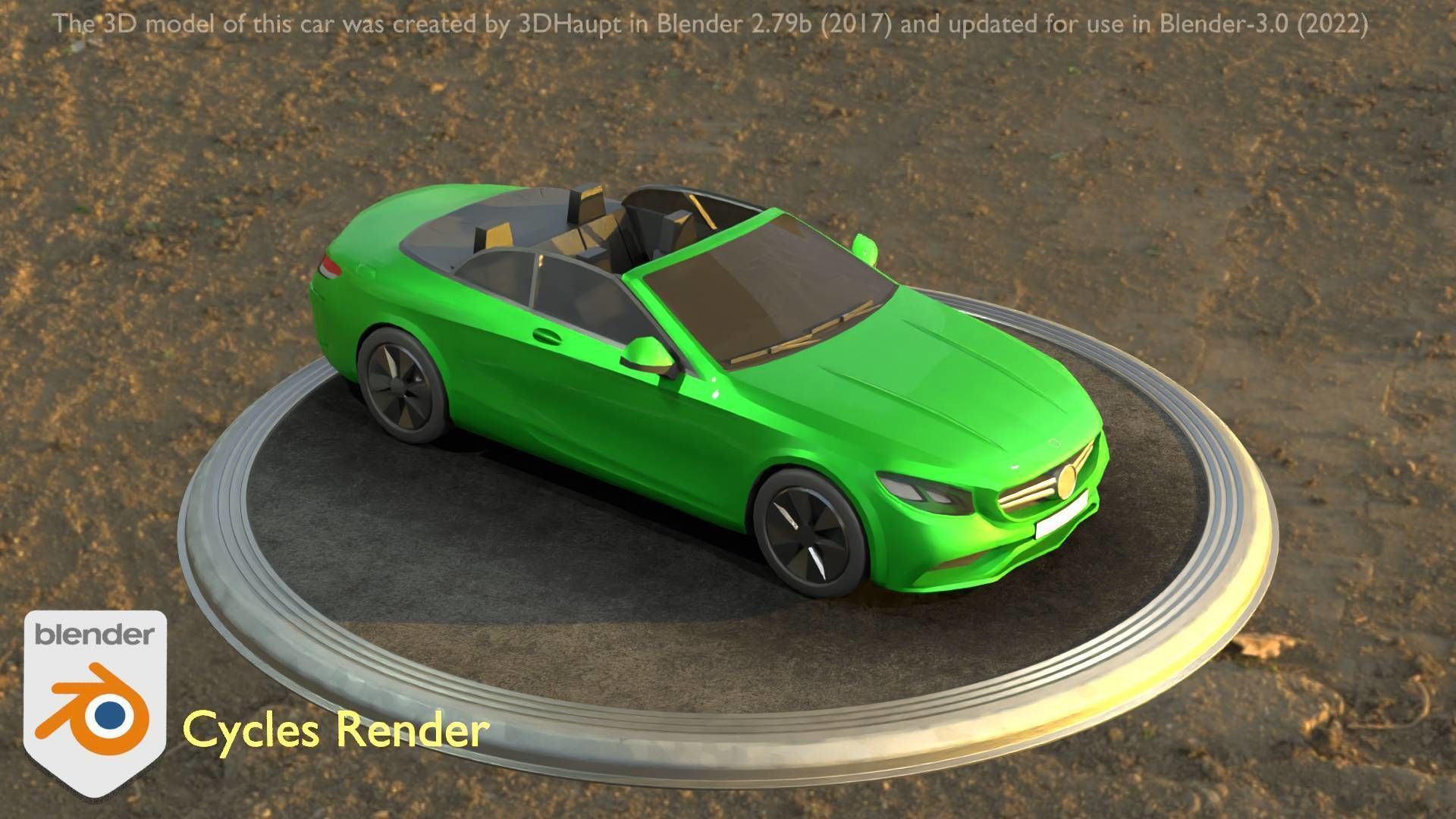 City Car 47 Top-Class Cabrio Open Type-A Green Low-poly 3D model_62