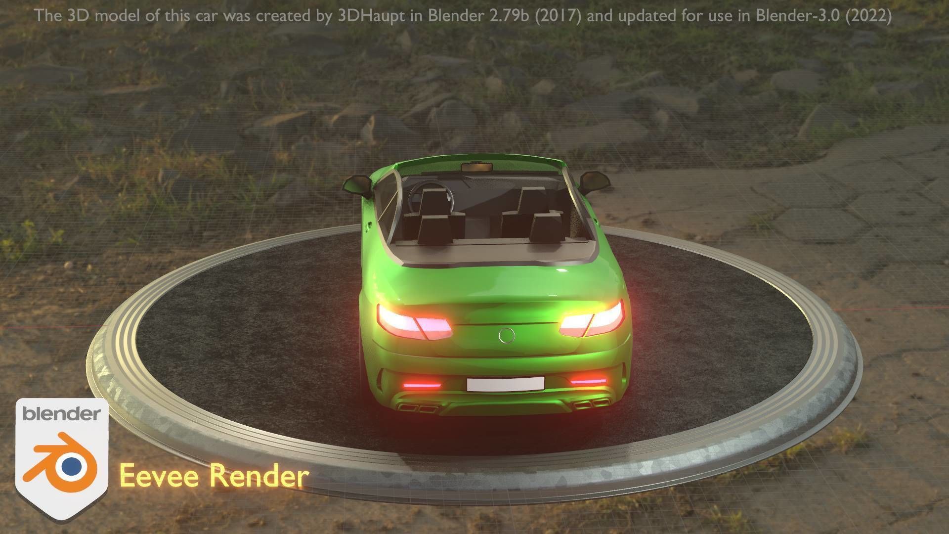 City Car 47 Top-Class Cabrio Open Type-A Green Low-poly 3D model_5