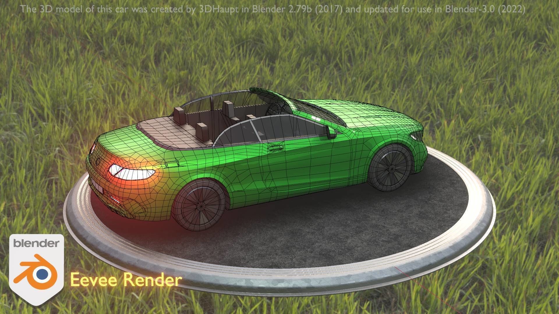 City Car 47 Top-Class Cabrio Open Type-A Green Low-poly 3D model_66