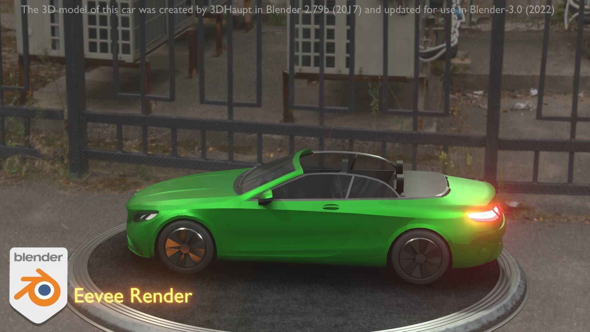 City Car 47 Top-Class Cabrio Open Type-A Green Low-poly 3D model_82