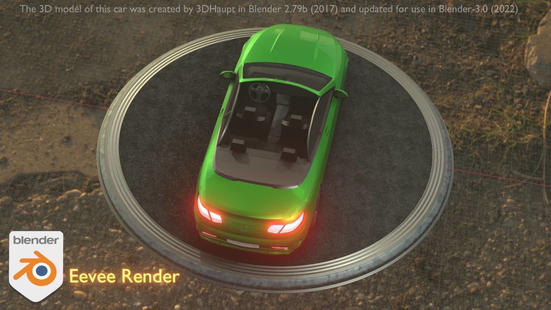 City Car 47 Top-Class Cabrio Open Type-A Green Low-poly 3D model_72