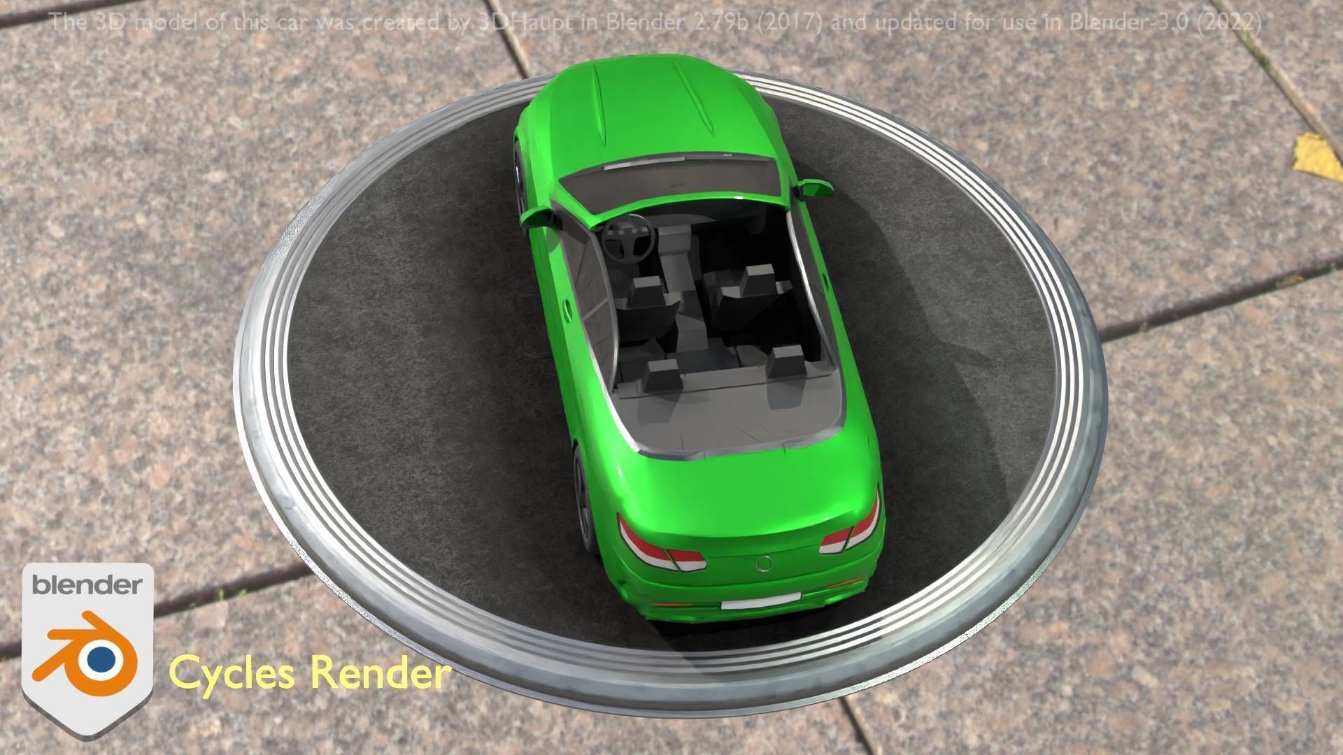 City Car 47 Top-Class Cabrio Open Type-A Green Low-poly 3D model_25