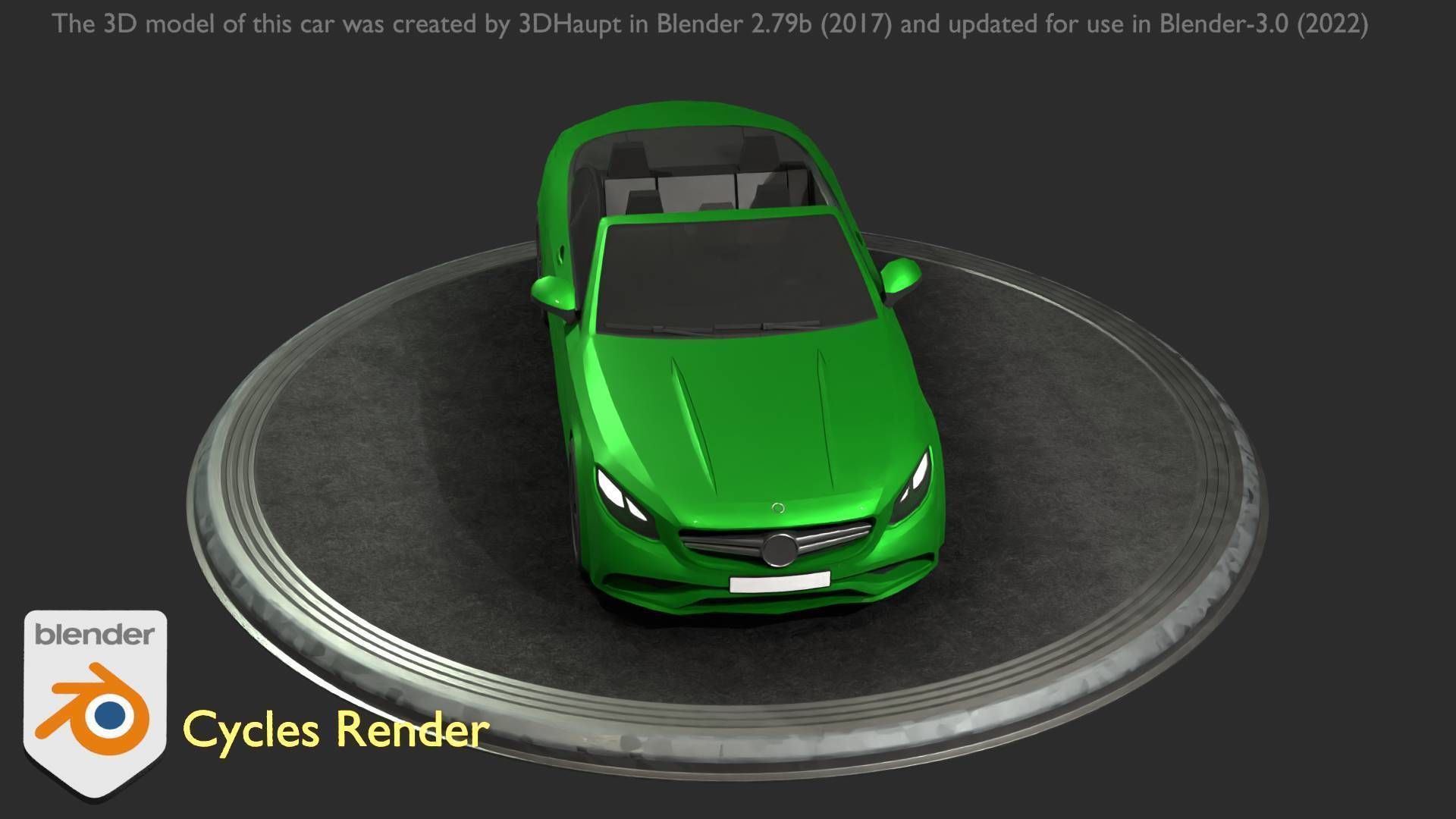 City Car 47 Top-Class Cabrio Open Type-A Green Low-poly 3D model_17