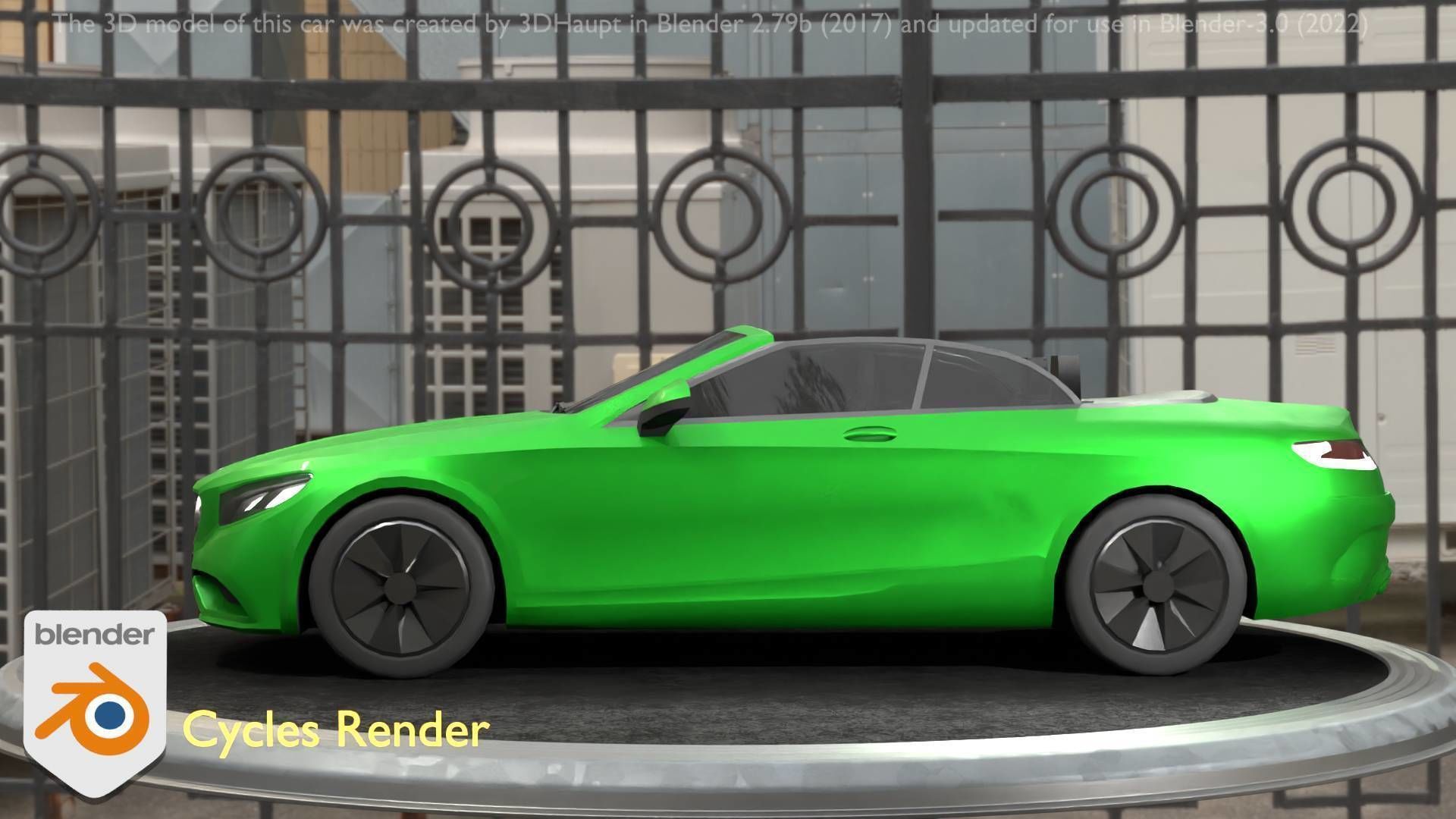 City Car 47 Top-Class Cabrio Open Type-A Green Low-poly 3D model_51