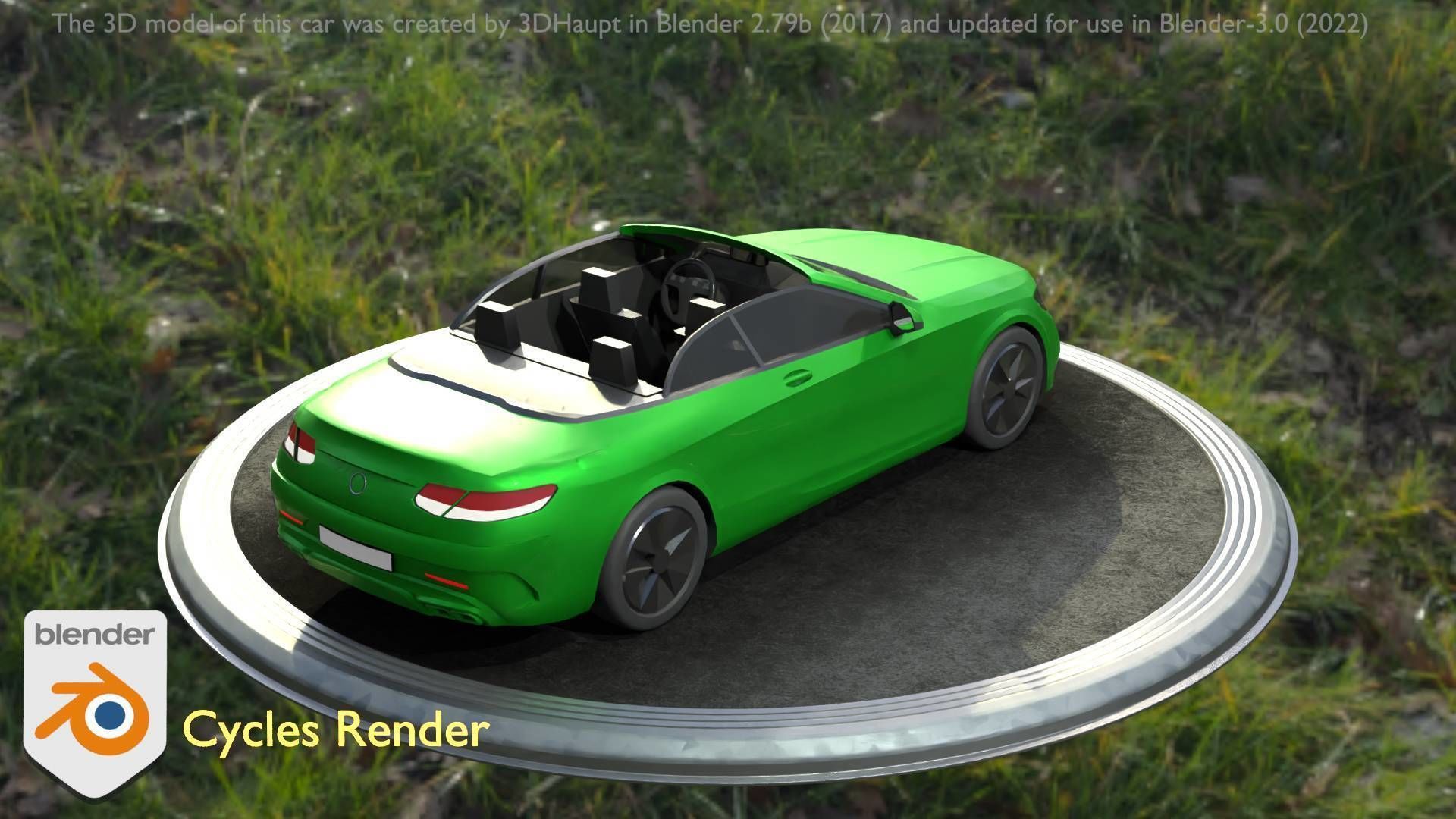 City Car 47 Top-Class Cabrio Open Type-A Green Low-poly 3D model_59