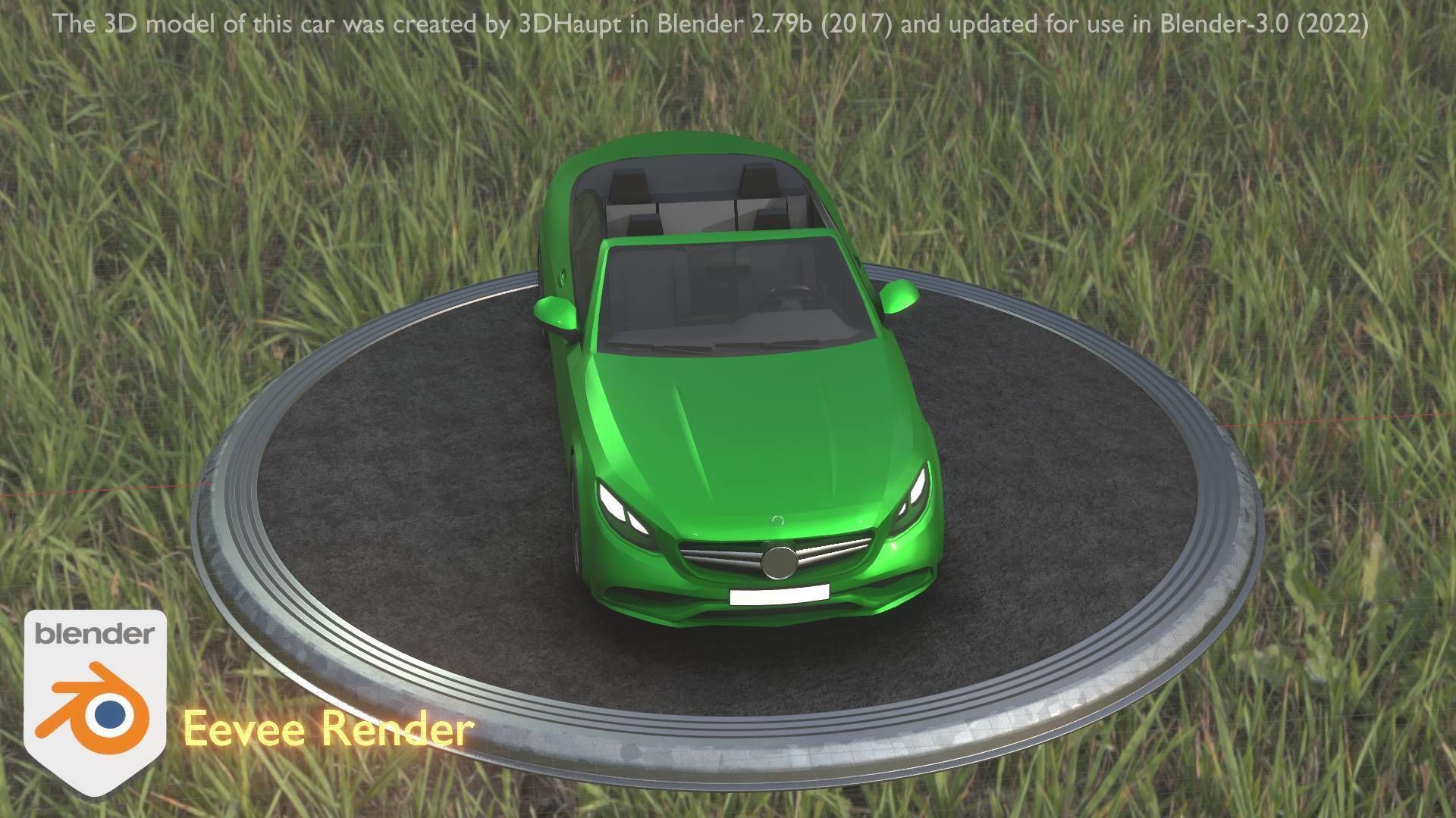 City Car 47 Top-Class Cabrio Open Type-A Green Low-poly 3D model_90