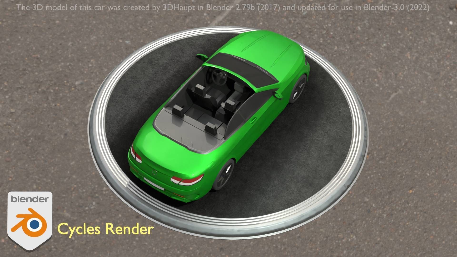 City Car 47 Top-Class Cabrio Open Type-A Green Low-poly 3D model_75