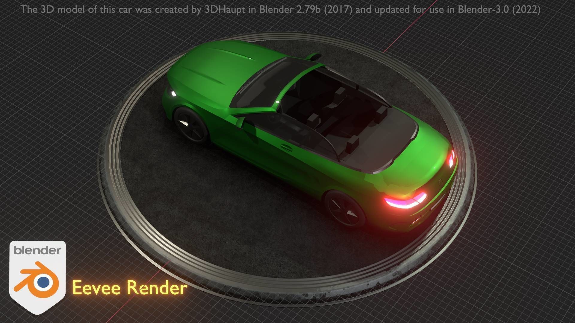 City Car 47 Top-Class Cabrio Open Type-A Green Low-poly 3D model_36