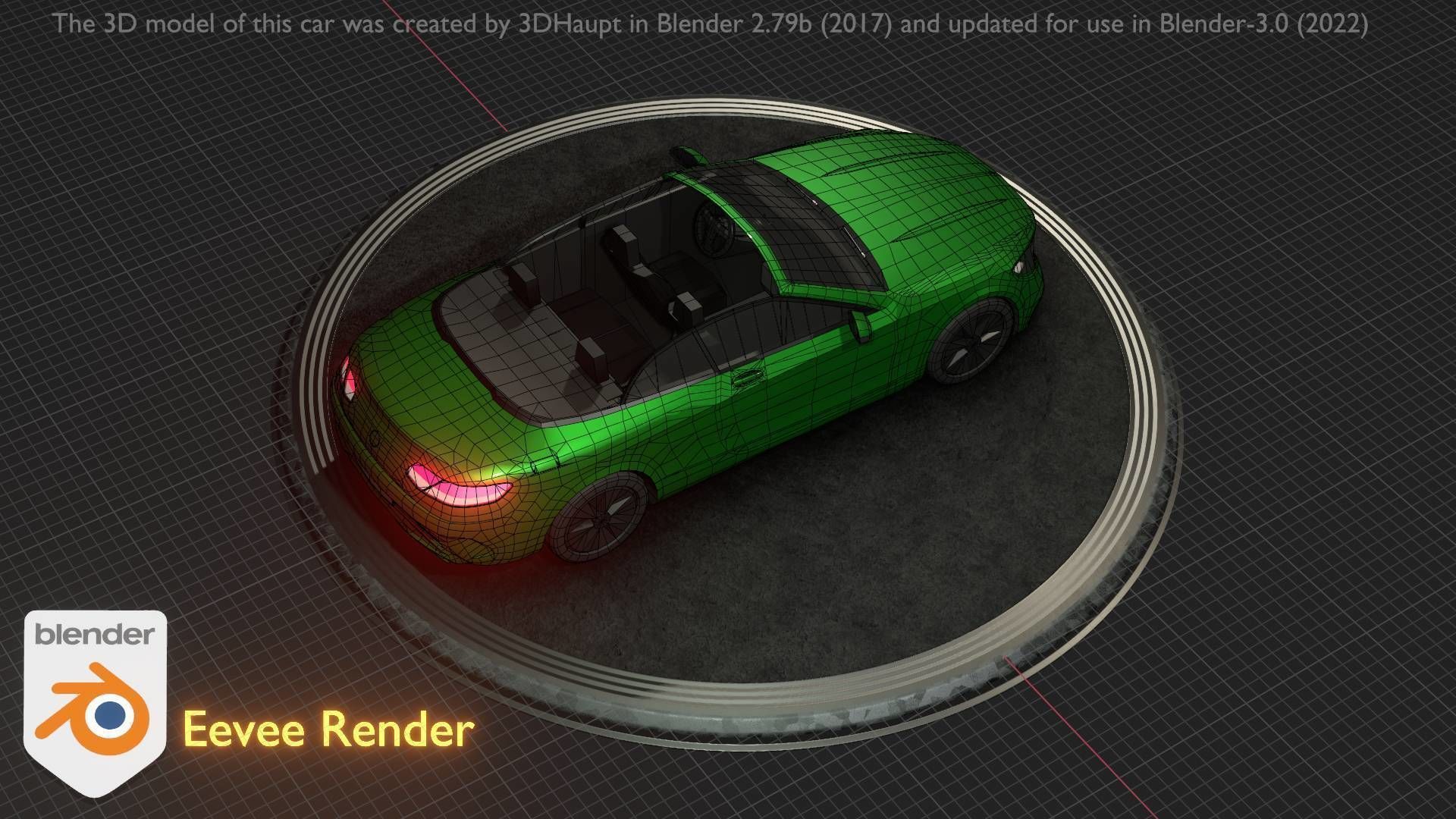 City Car 47 Top-Class Cabrio Open Type-A Green Low-poly 3D model_68
