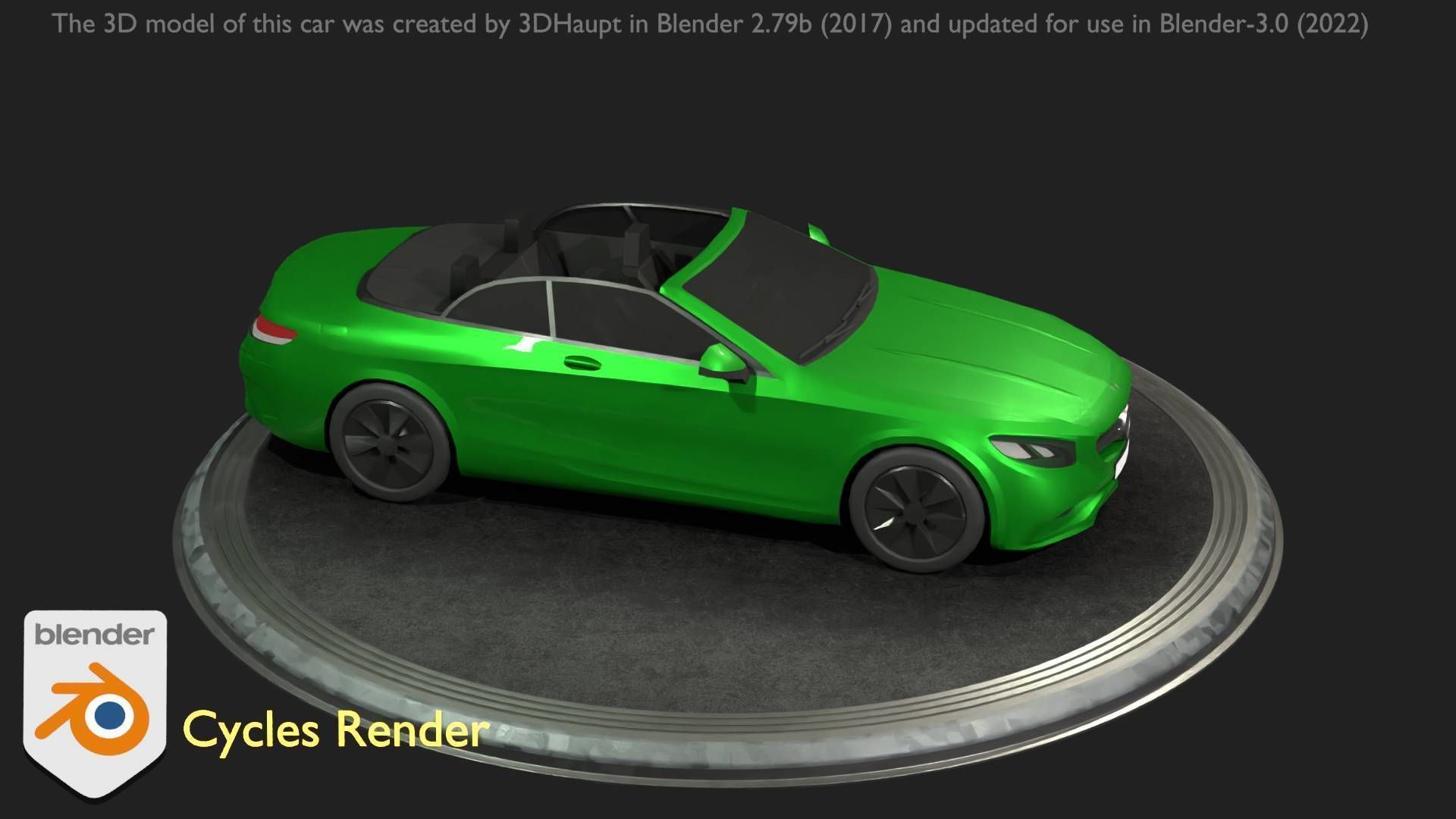 City Car 47 Top-Class Cabrio Open Type-A Green Low-poly 3D model_74