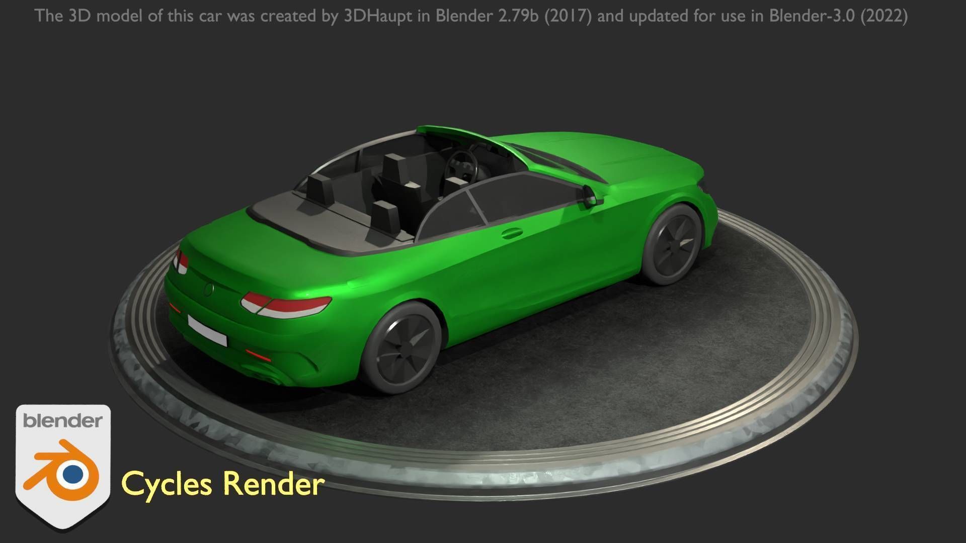 City Car 47 Top-Class Cabrio Open Type-A Green Low-poly 3D model_47