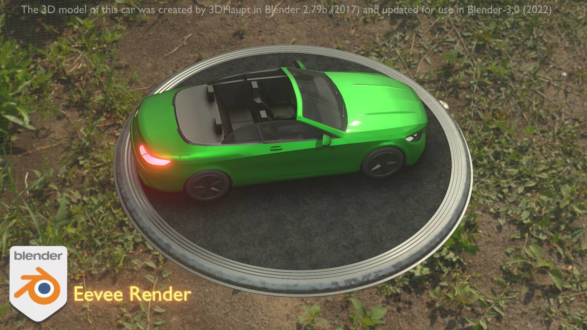 City Car 47 Top-Class Cabrio Open Type-A Green Low-poly 3D model_22