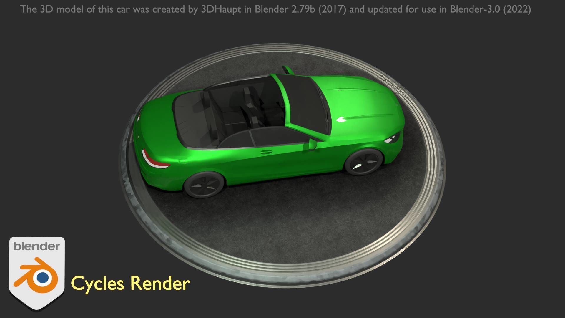 City Car 47 Top-Class Cabrio Open Type-A Green Low-poly 3D model_65