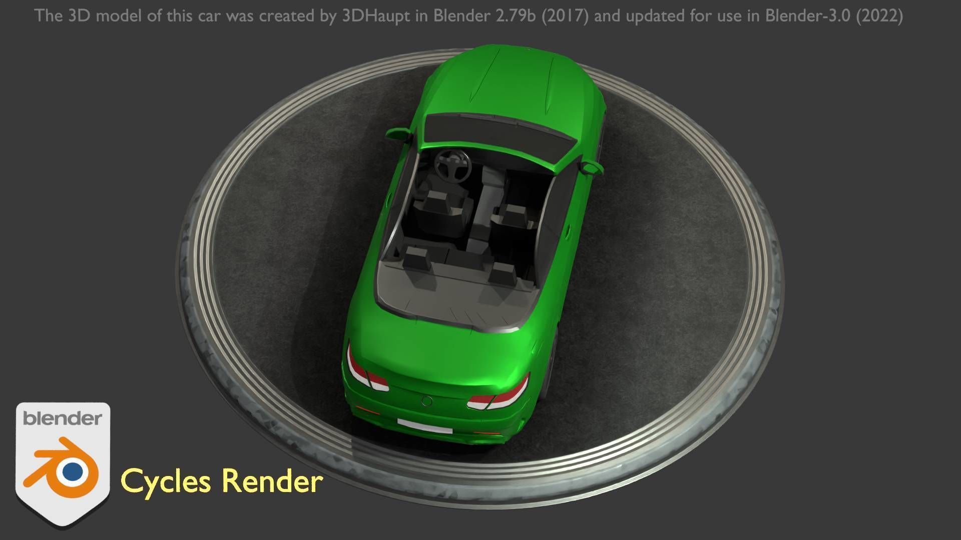 City Car 47 Top-Class Cabrio Open Type-A Green Low-poly 3D model_42