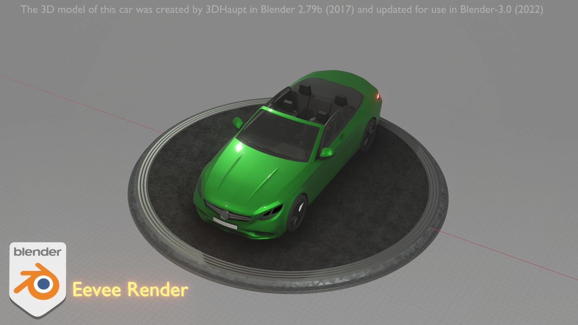 City Car 47 Top-Class Cabrio Open Type-A Green Low-poly 3D model_41
