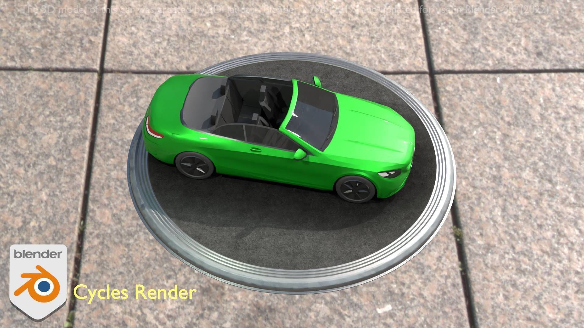 City Car 47 Top-Class Cabrio Open Type-A Green Low-poly 3D model_19