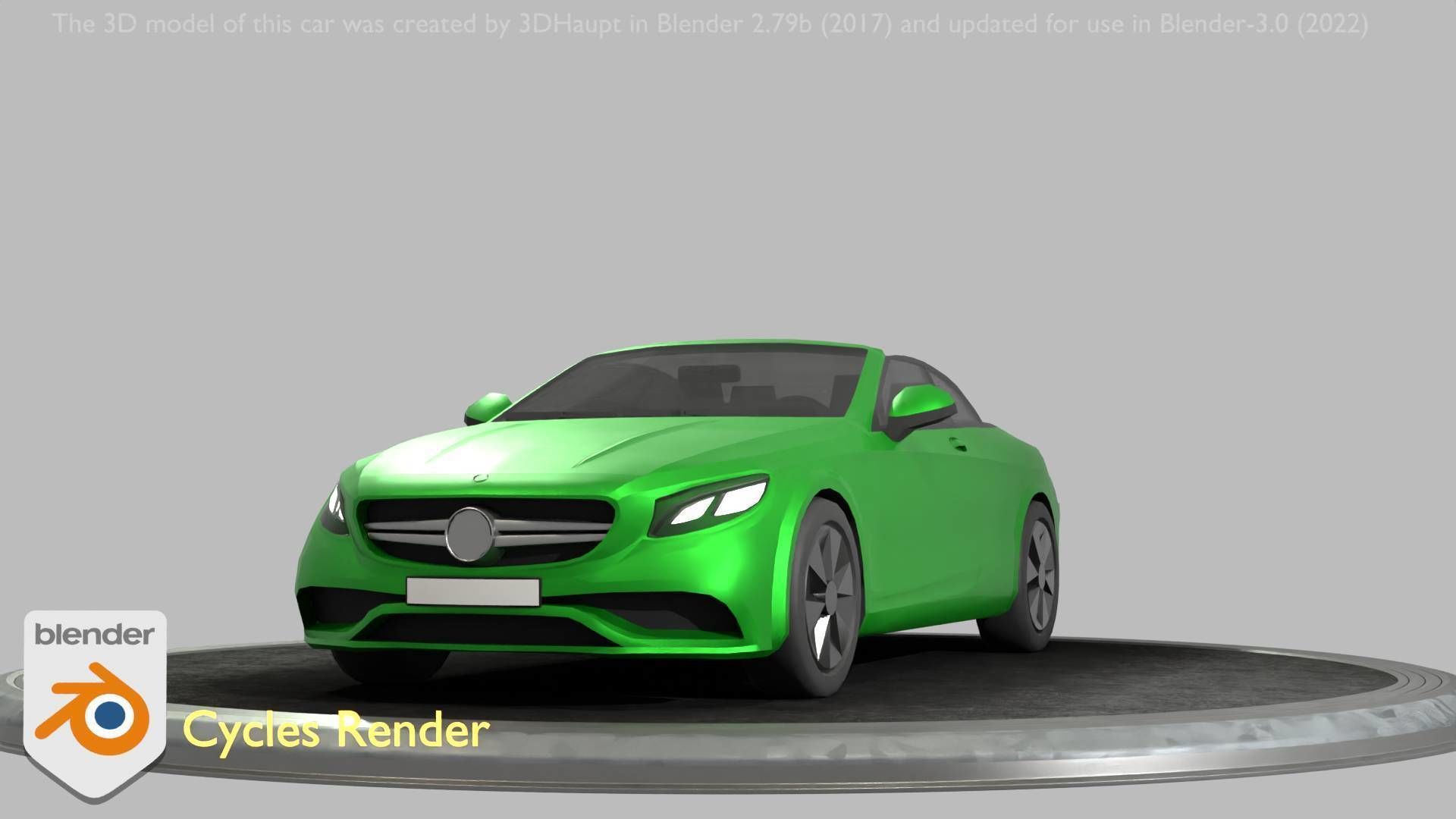 City Car 47 Top-Class Cabrio Open Type-A Green Low-poly 3D model_4