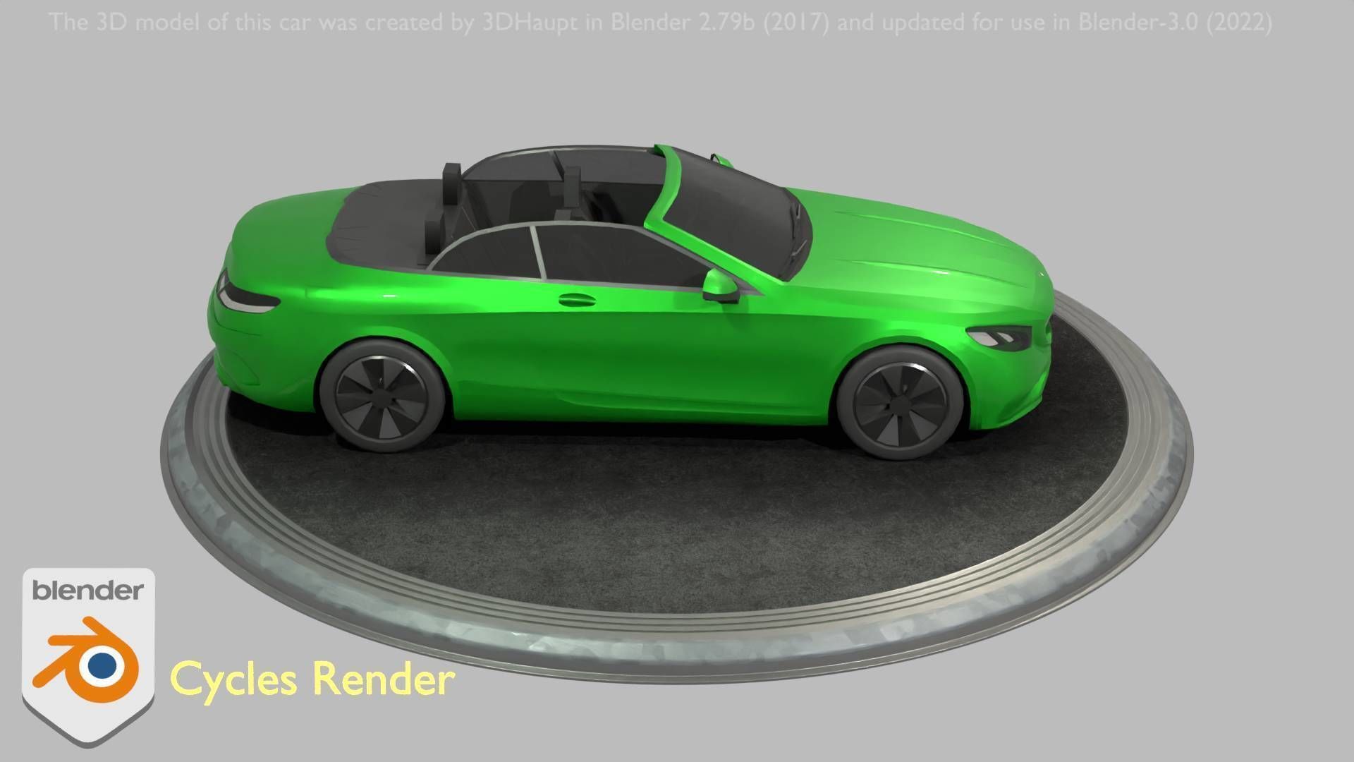City Car 47 Top-Class Cabrio Open Type-A Green Low-poly 3D model_43