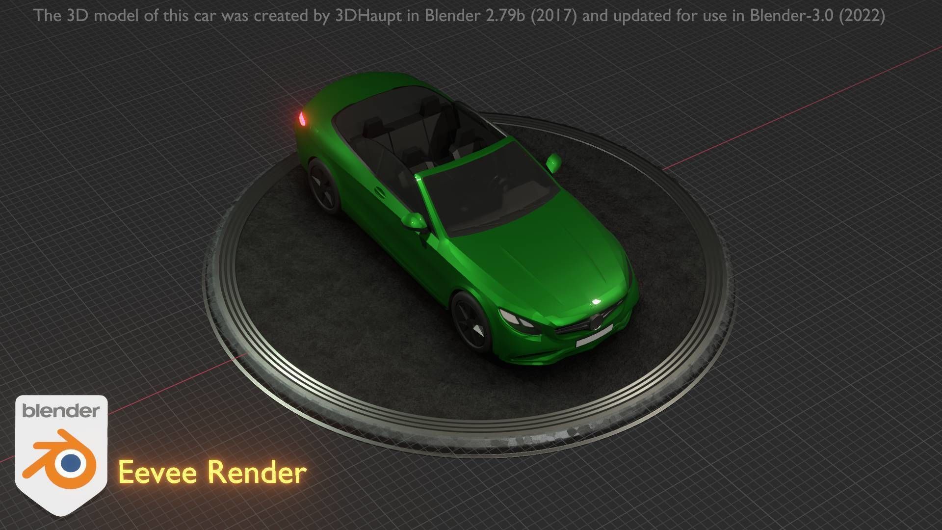City Car 47 Top-Class Cabrio Open Type-A Green Low-poly 3D model_73