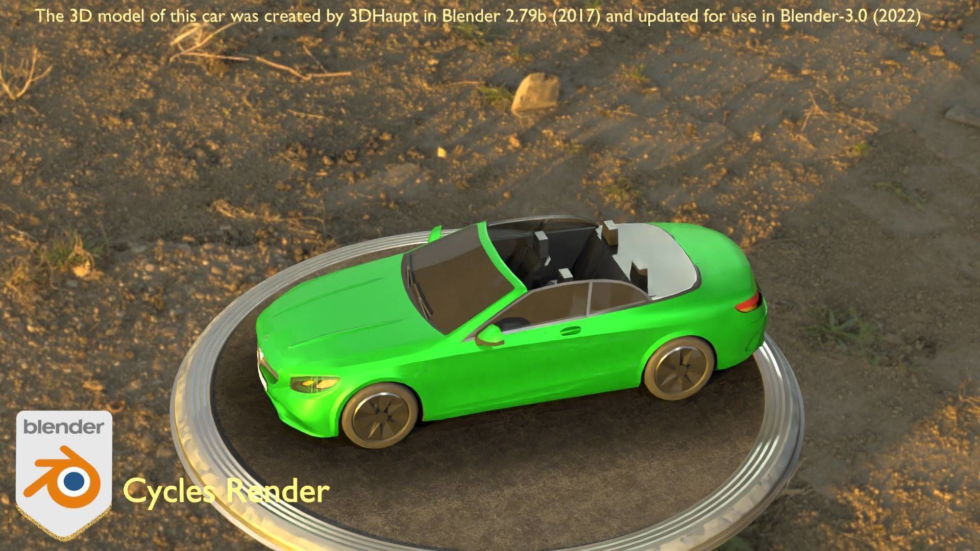 City Car 47 Top-Class Cabrio Open Type-A Green Low-poly 3D model_84