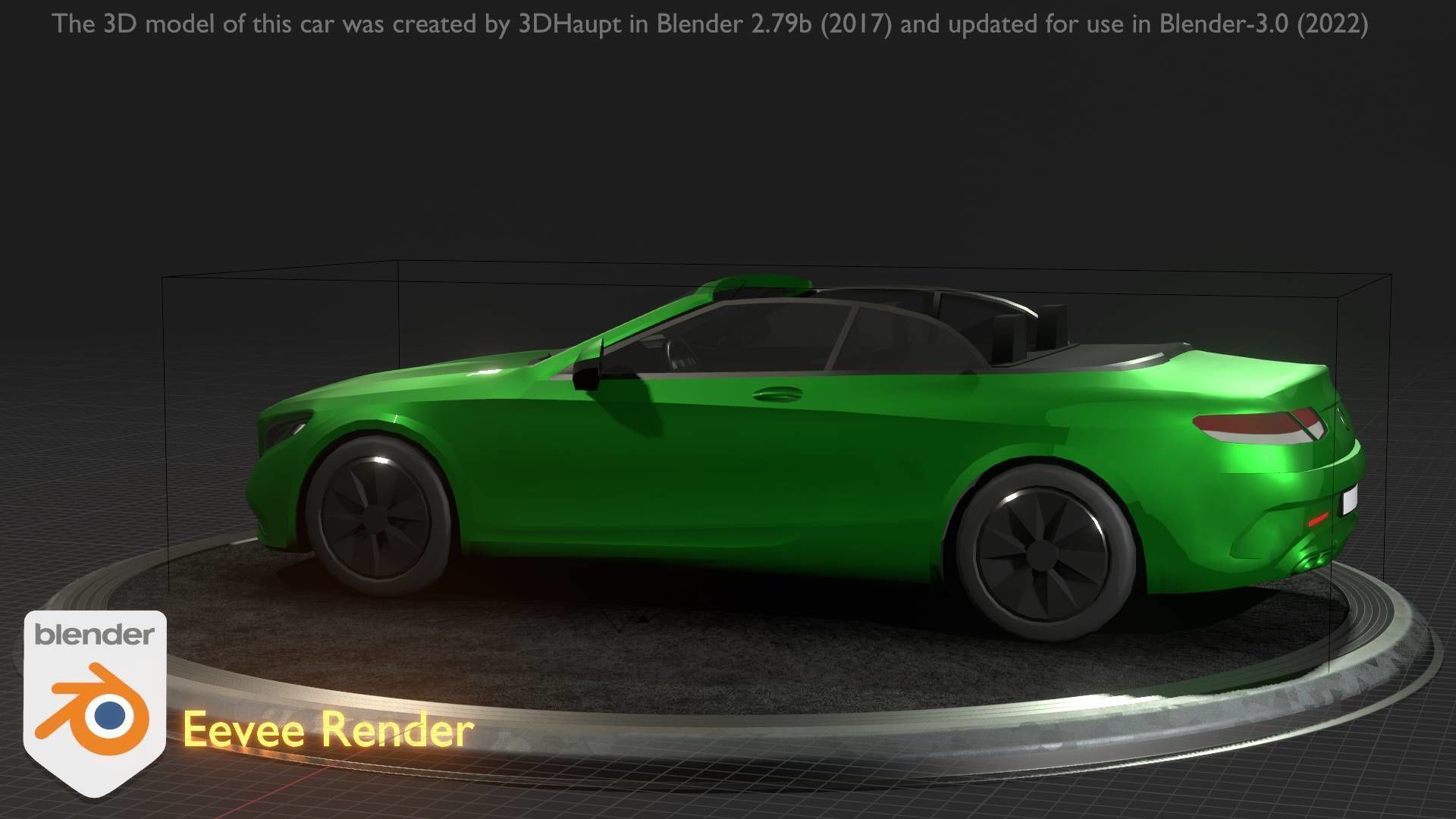 City Car 47 Top-Class Cabrio Open Type-A Green Low-poly 3D model_52