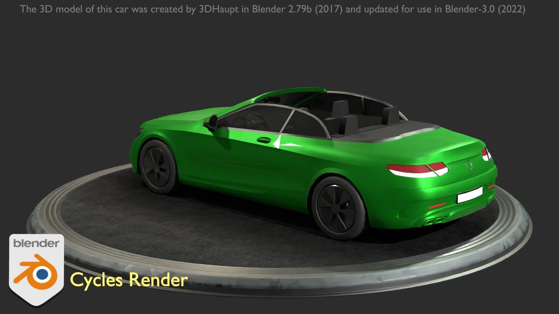City Car 47 Top-Class Cabrio Open Type-A Green Low-poly 3D model_58
