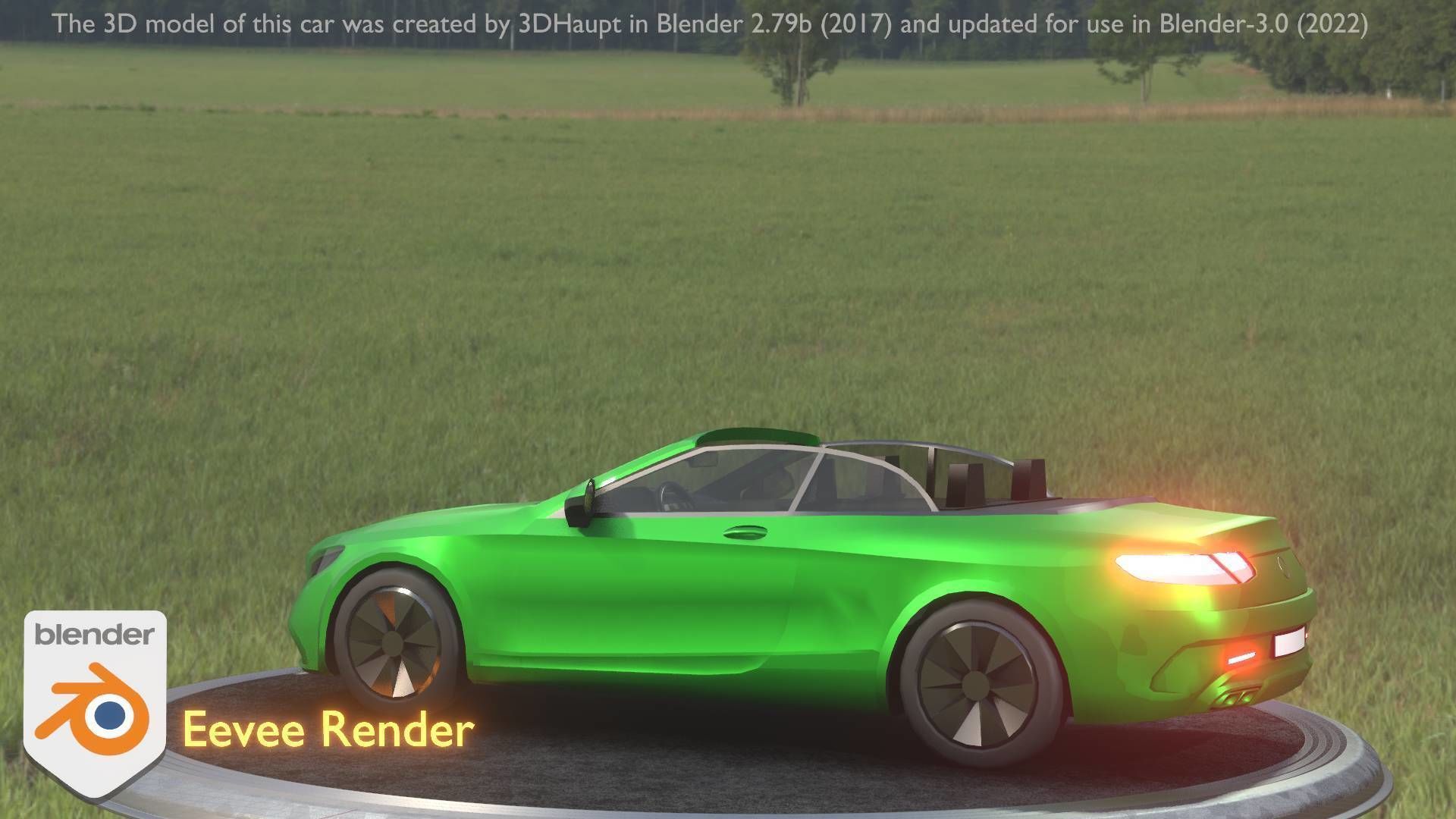 City Car 47 Top-Class Cabrio Open Type-A Green Low-poly 3D model_9