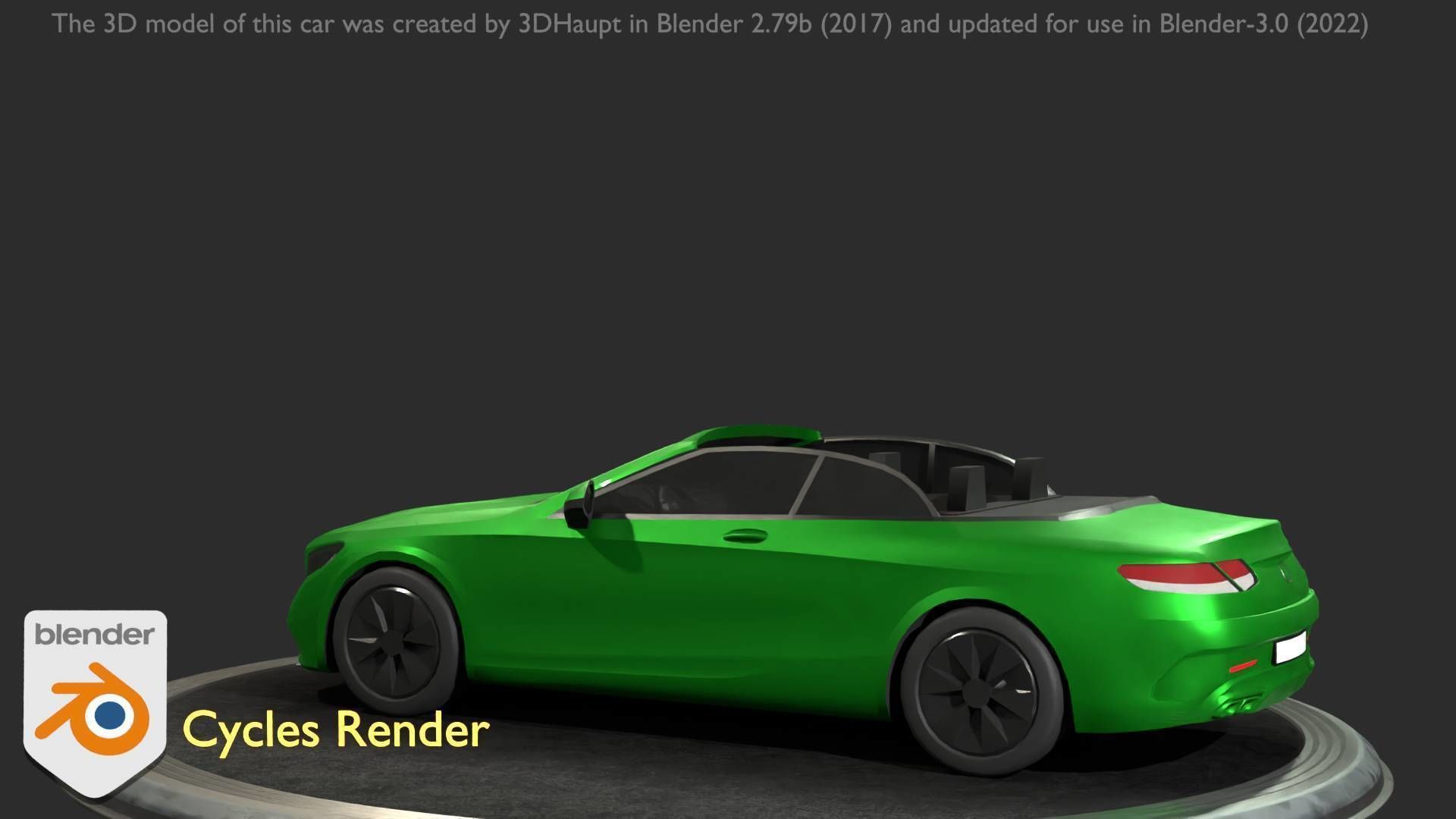 City Car 47 Top-Class Cabrio Open Type-A Green Low-poly 3D model_81