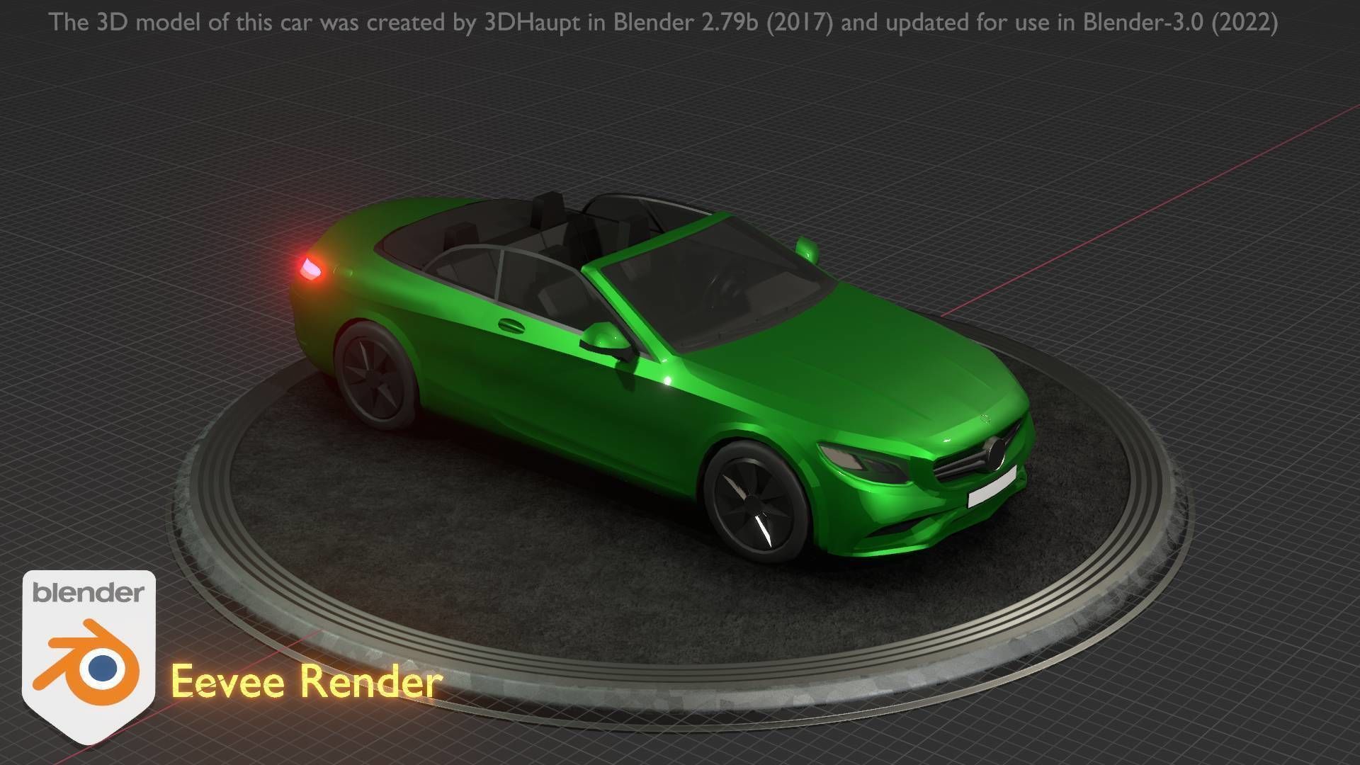 City Car 47 Top-Class Cabrio Open Type-A Green Low-poly 3D model_7