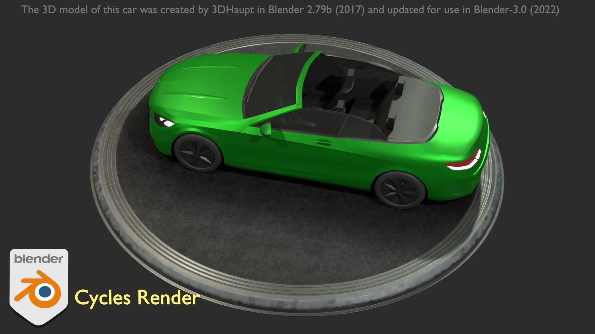 City Car 47 Top-Class Cabrio Open Type-A Green Low-poly 3D model_34