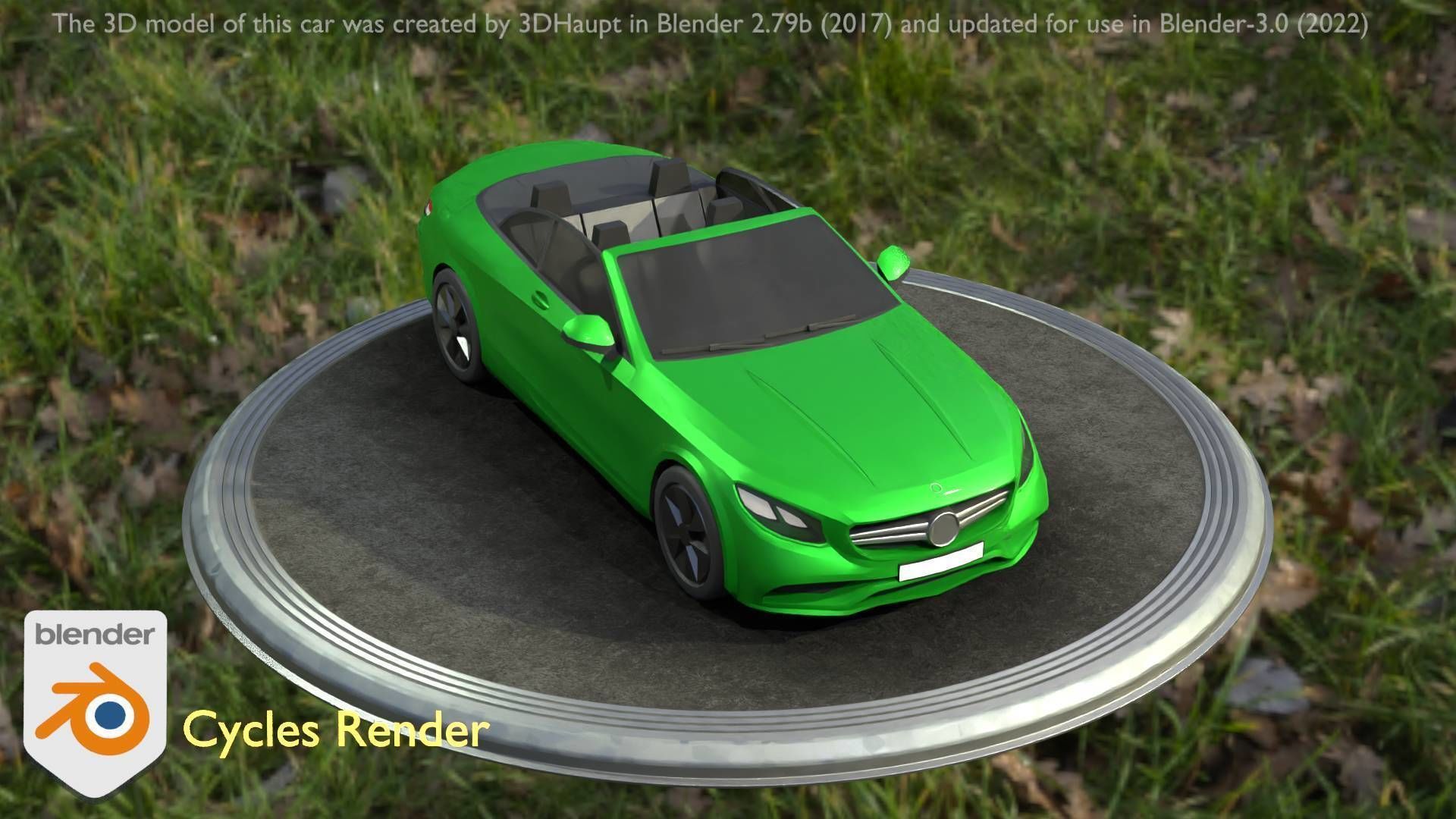 City Car 47 Top-Class Cabrio Open Type-A Green Low-poly 3D model_80