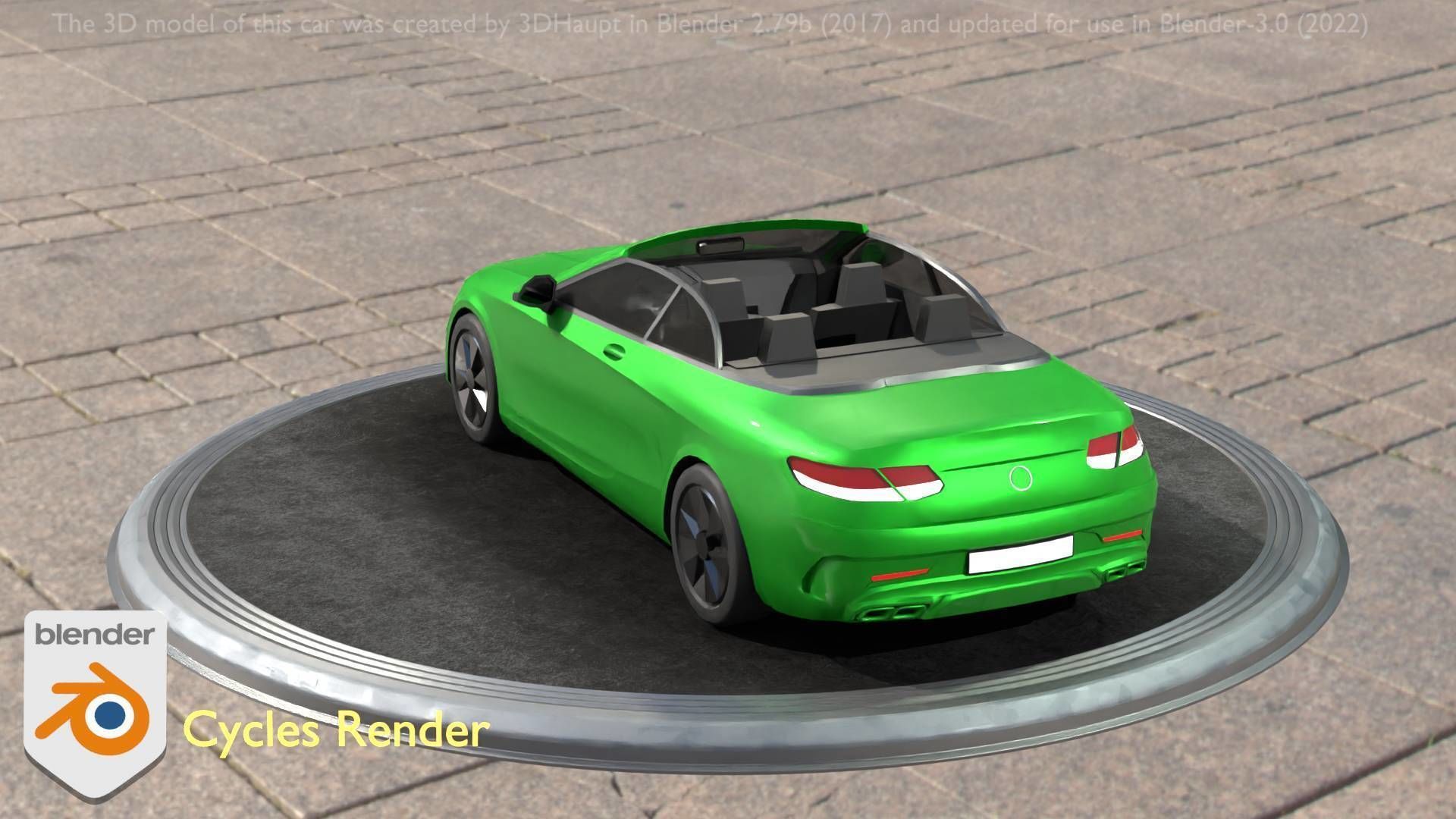 City Car 47 Top-Class Cabrio Open Type-A Green Low-poly 3D model_78