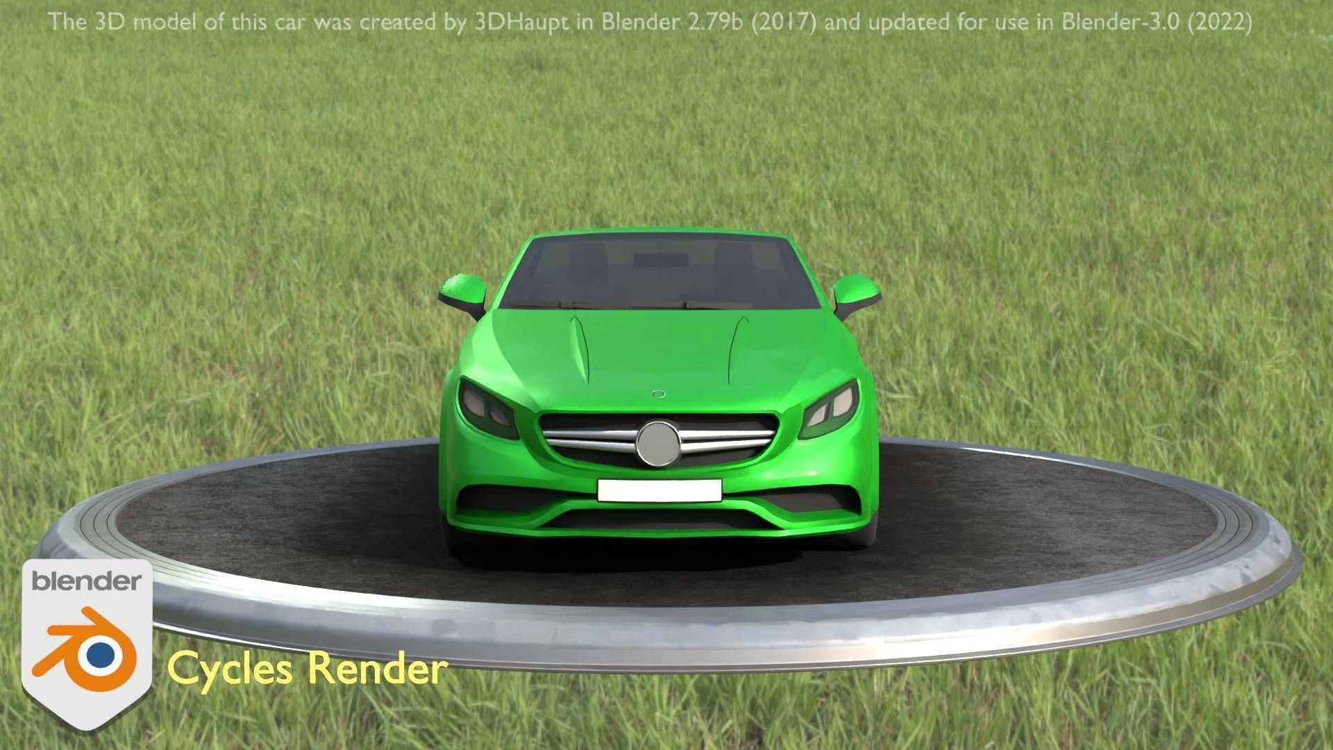 City Car 47 Top-Class Cabrio Open Type-A Green Low-poly 3D model_55